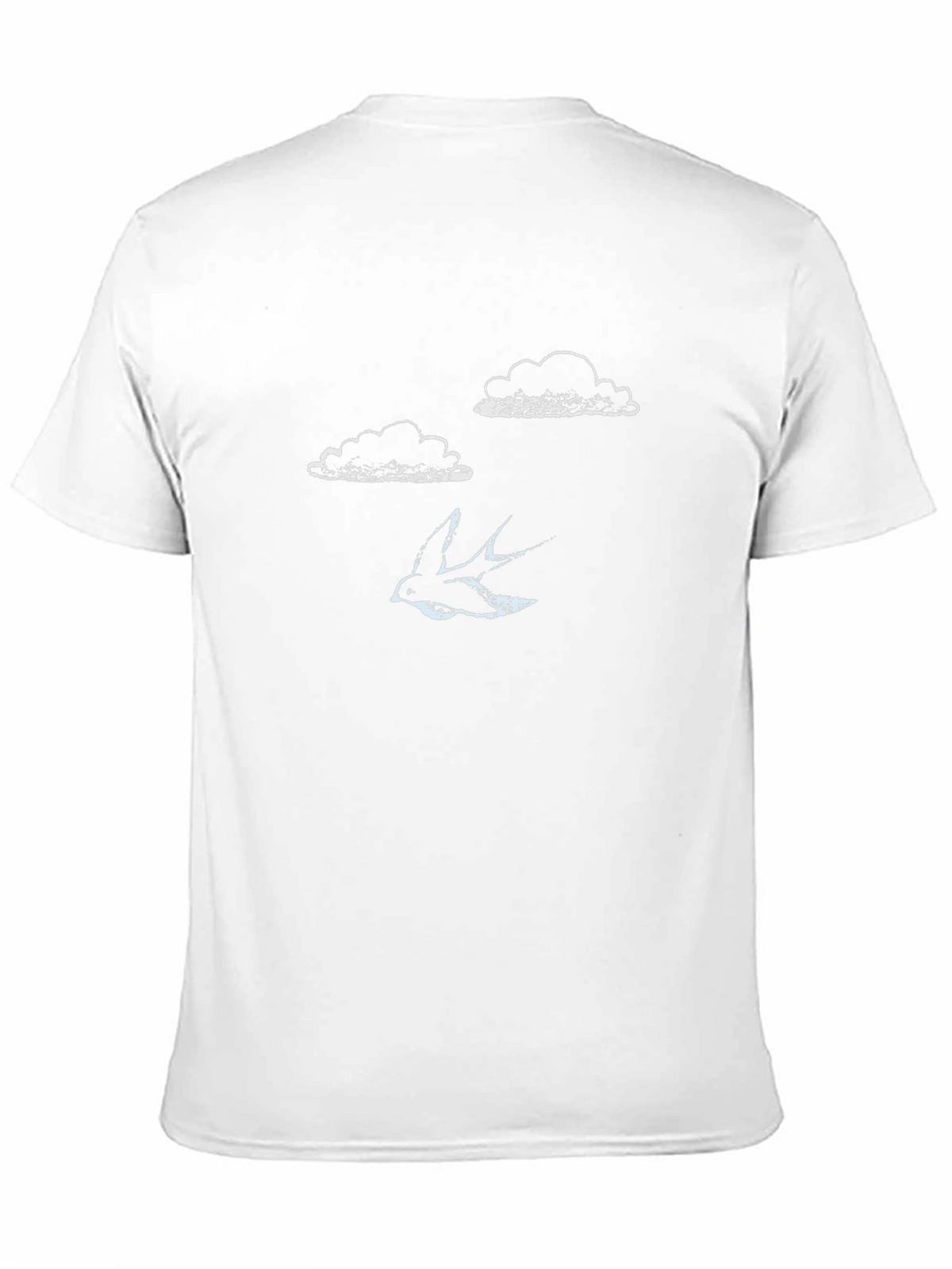 Mens Black T-Shirt - Clouds & Bird Design