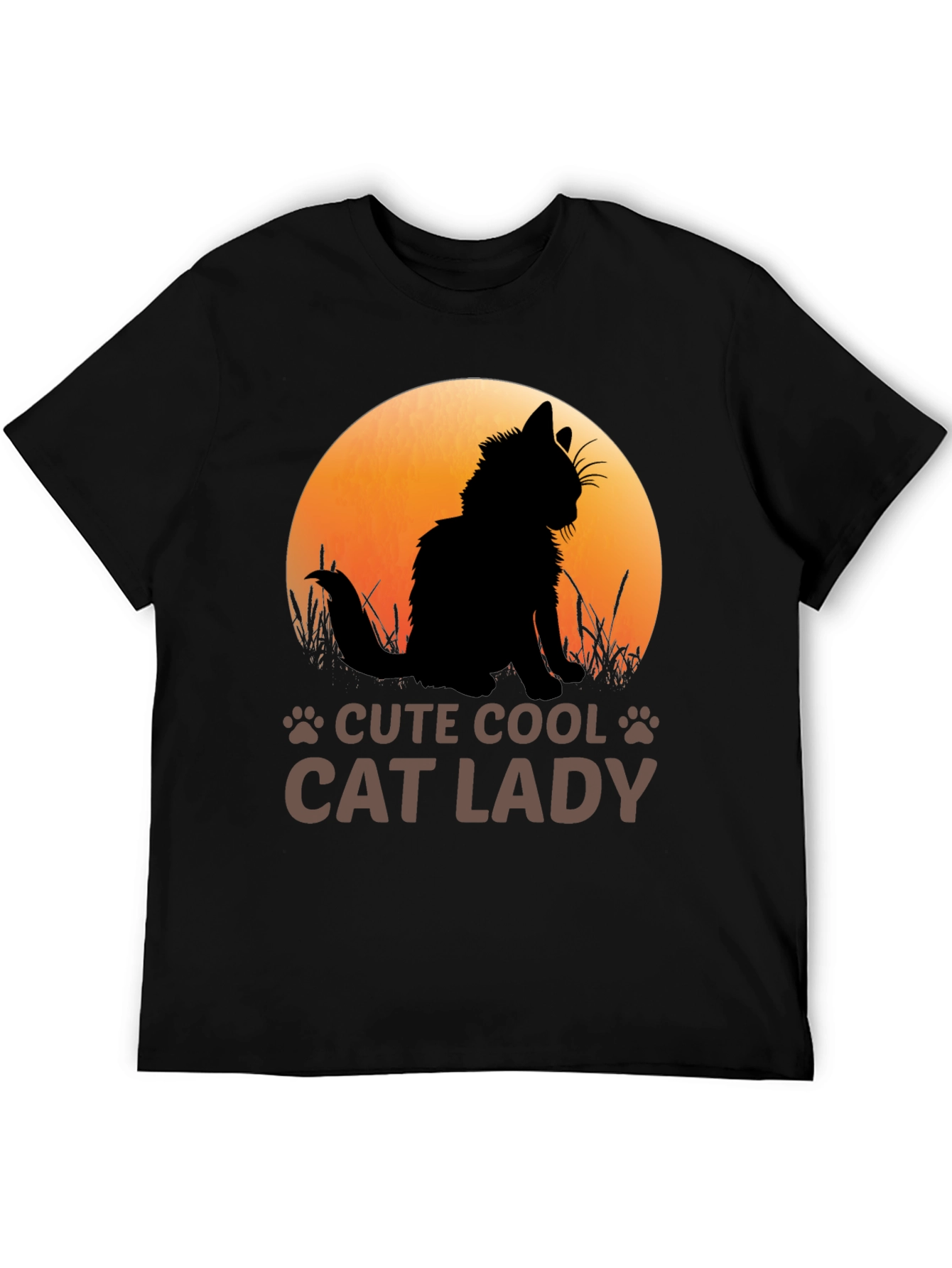 Cute Cool Cat Lady Black T-Shirt