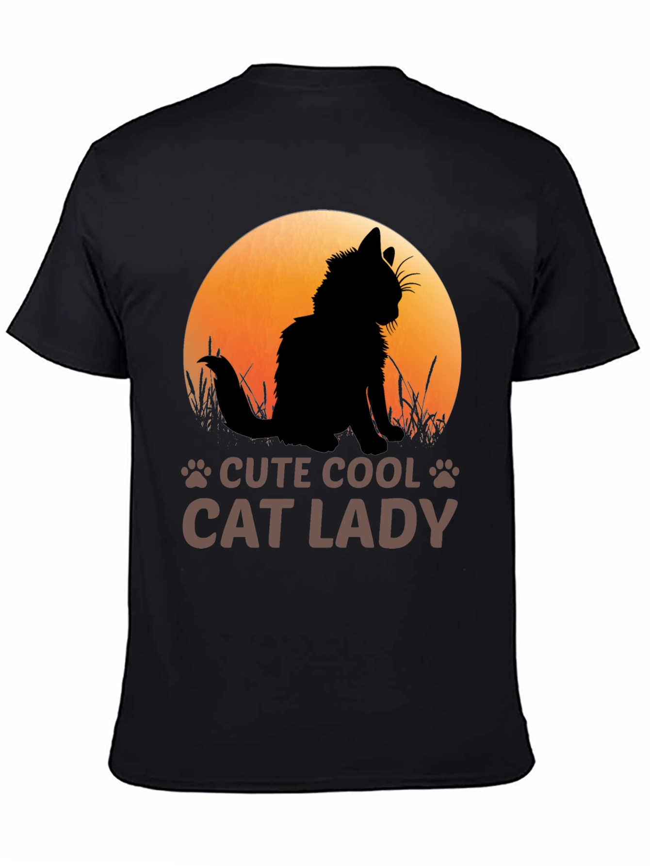 Cute Cool Cat Lady Black T-Shirt
