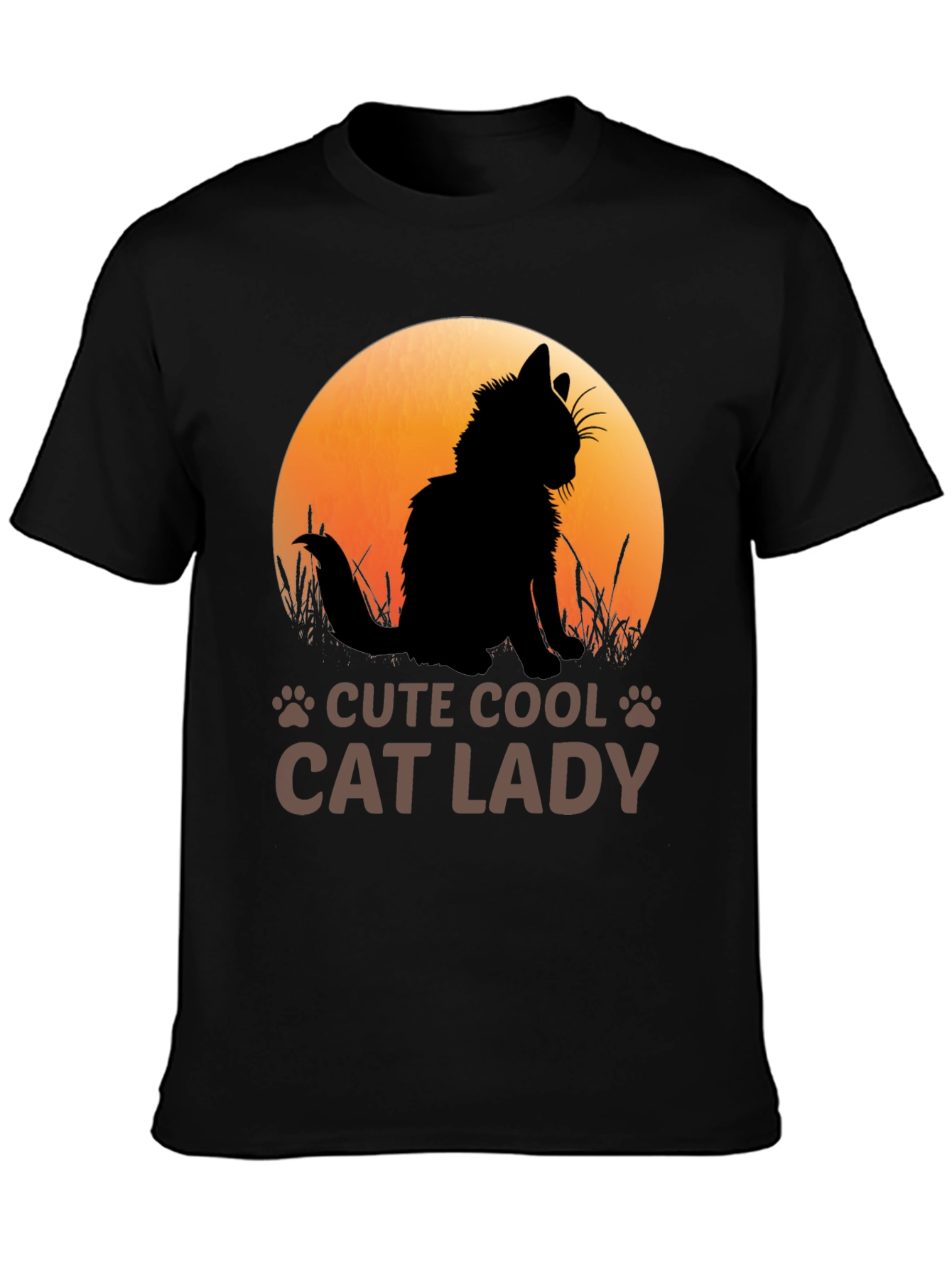 Cute Cool Cat Lady Black T-Shirt