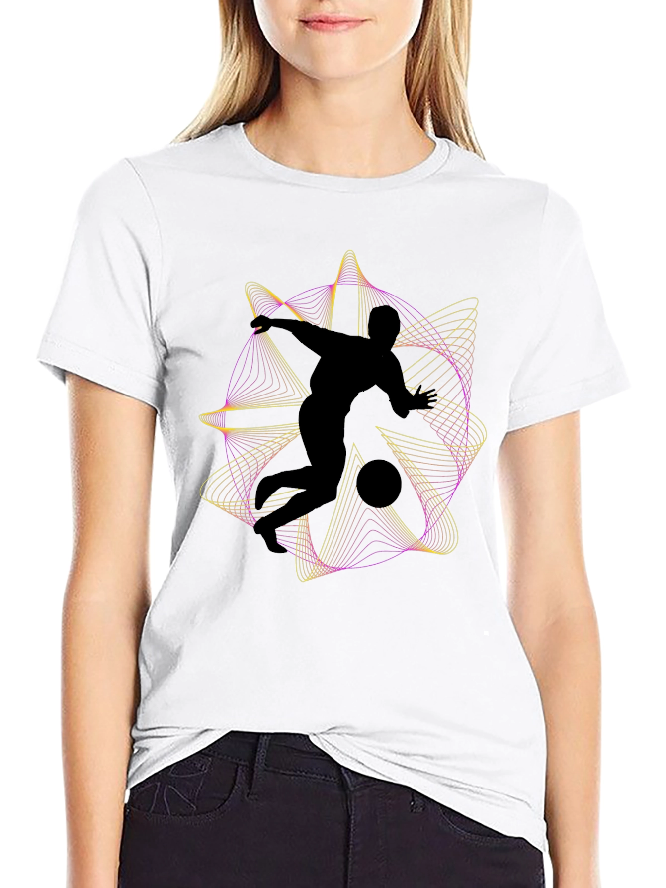 Abstract Soccer Black T-Shirt