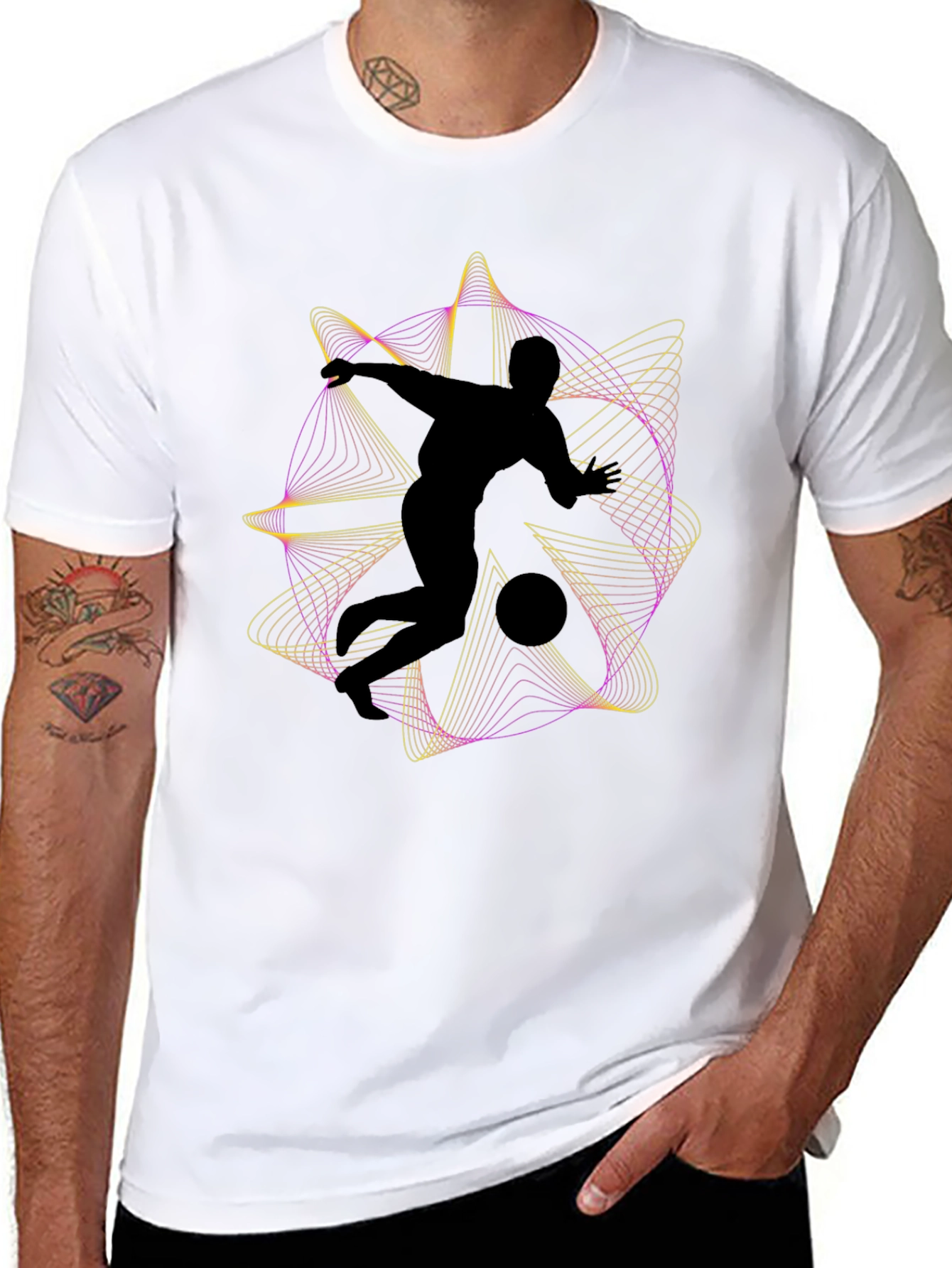Abstract Soccer Black T-Shirt