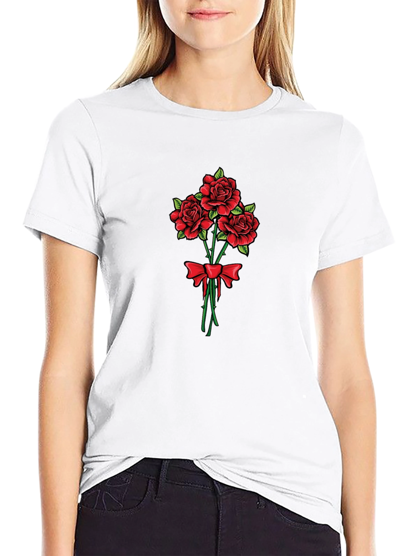 Roses Bouquet Graphic Tee | Stylish Cotton T-Shirt