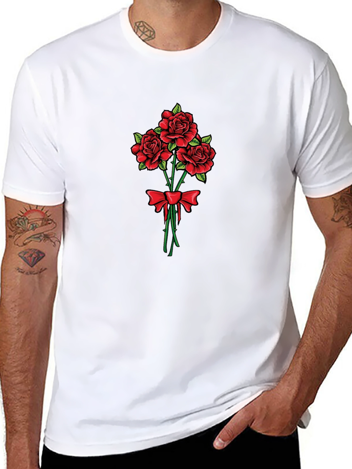 Roses Bouquet Graphic Tee | Stylish Cotton T-Shirt