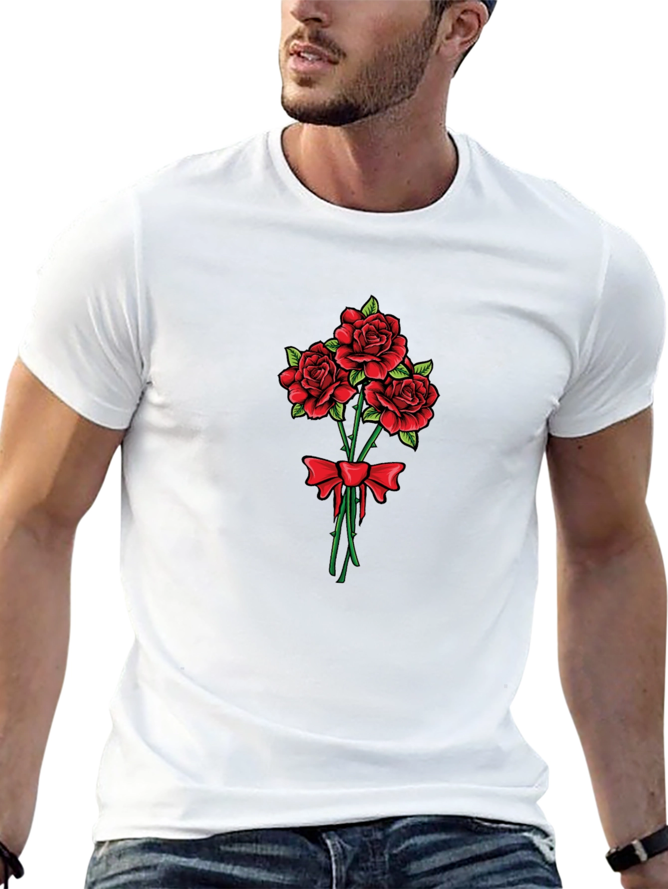 Roses Bouquet Graphic Tee | Stylish Cotton T-Shirt