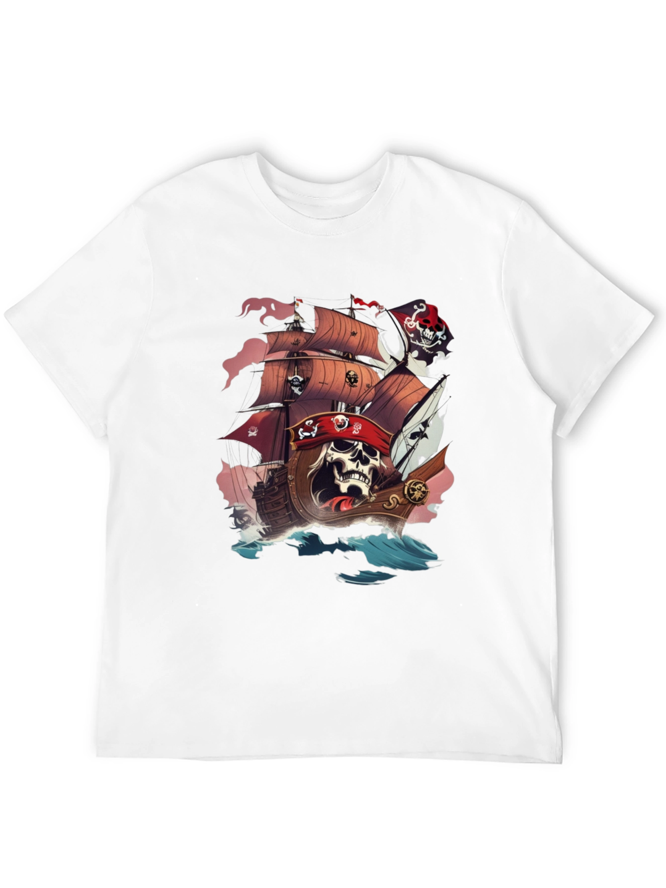 Pirate Skull Ship Graphic T-Shirt