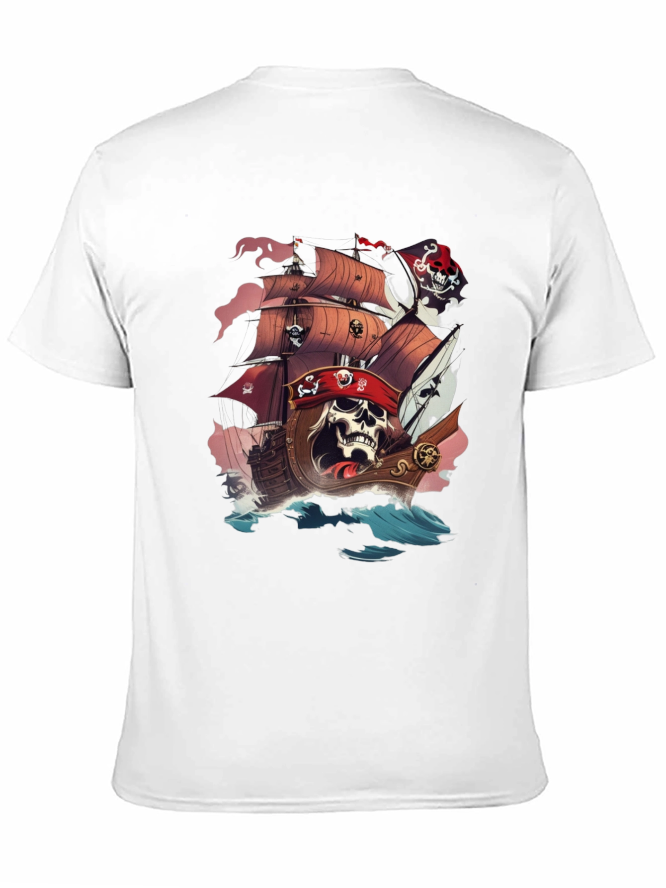 Pirate Skull Ship Graphic T-Shirt