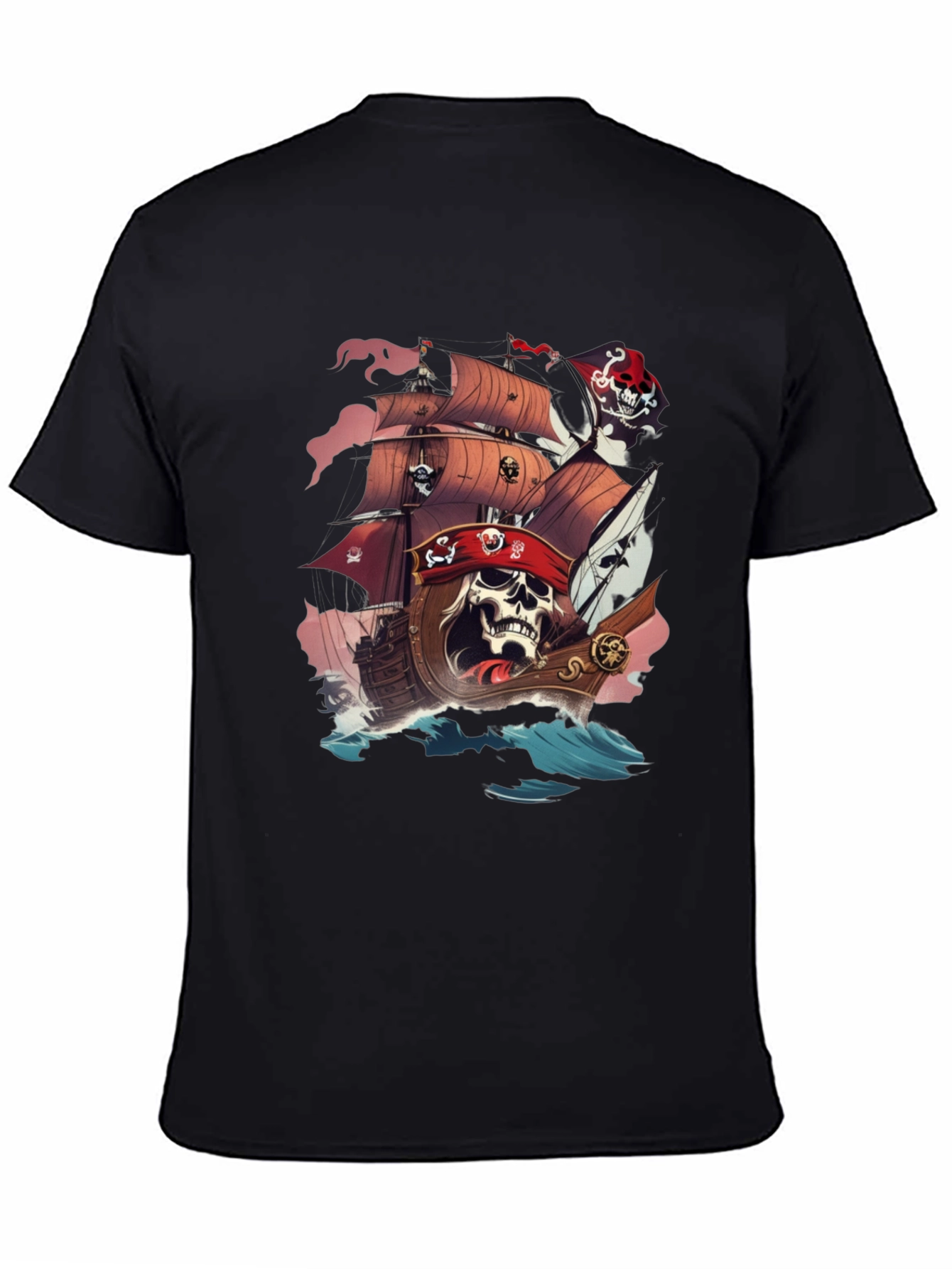 Pirate Skull Ship Graphic T-Shirt