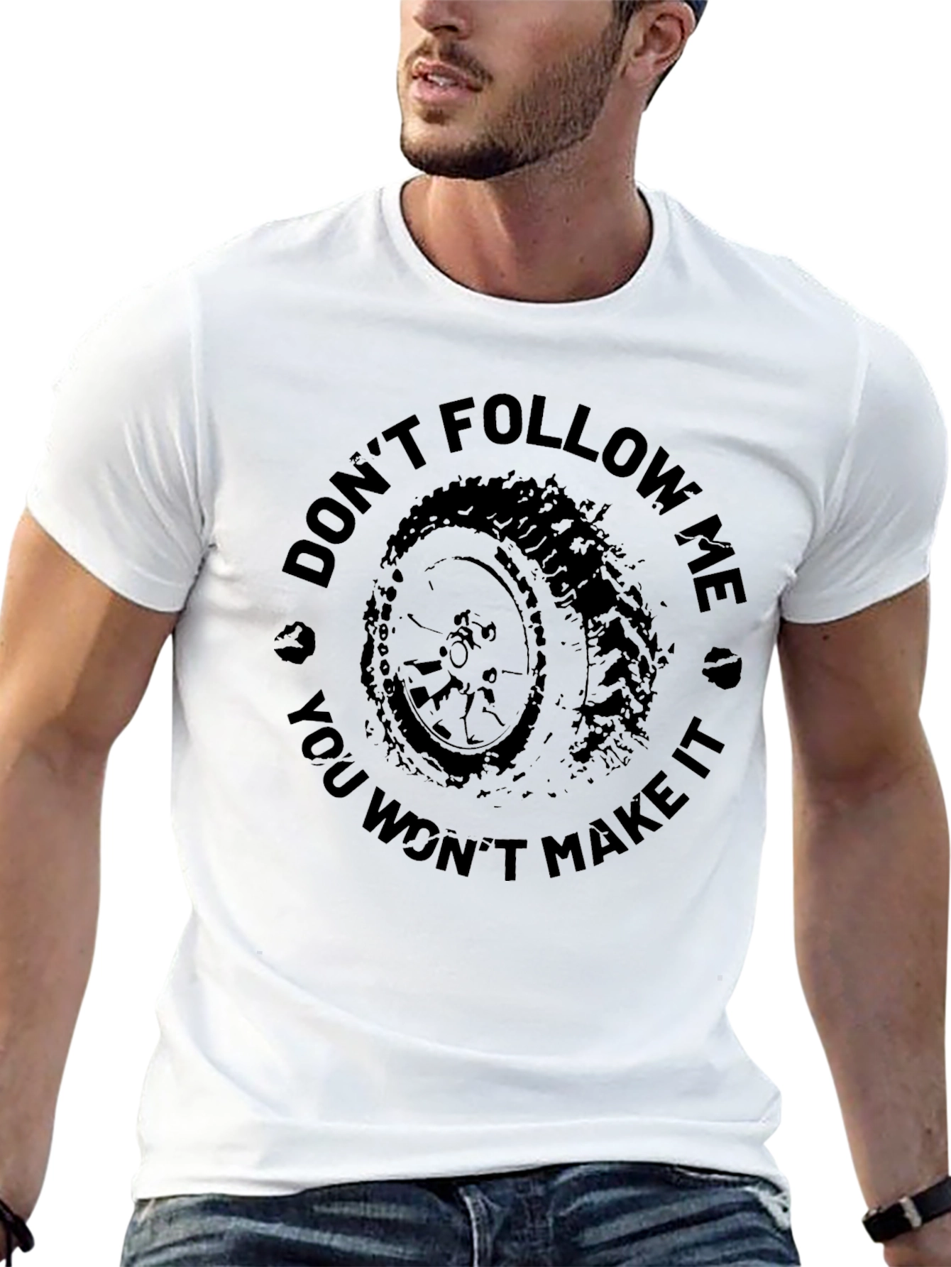 Dont Follow Me Tire Track Black T-Shirt