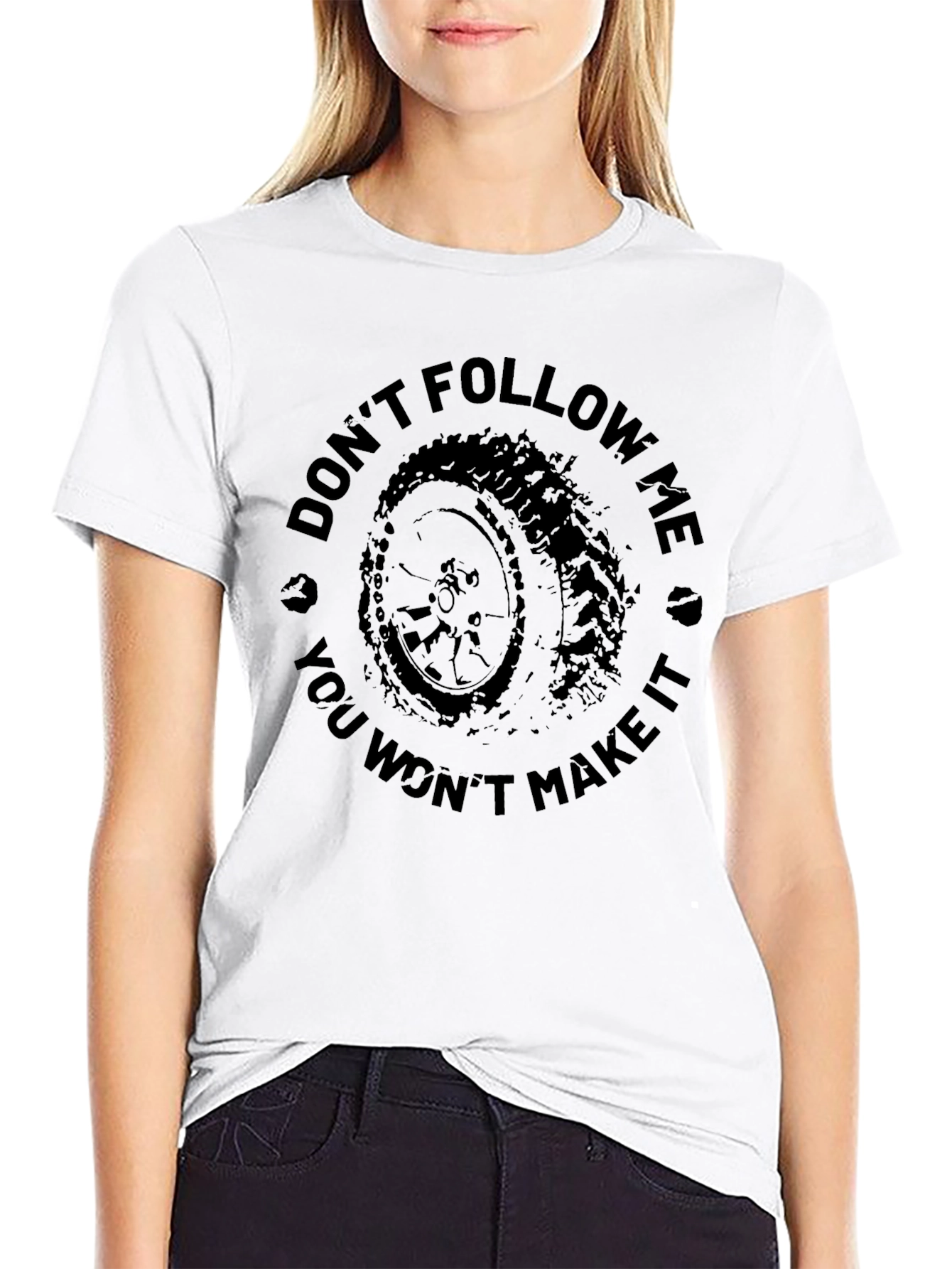 Dont Follow Me Tire Track Black T-Shirt