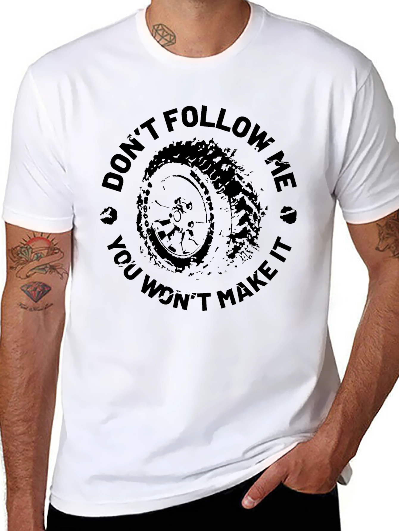 Dont Follow Me Tire Track Black T-Shirt