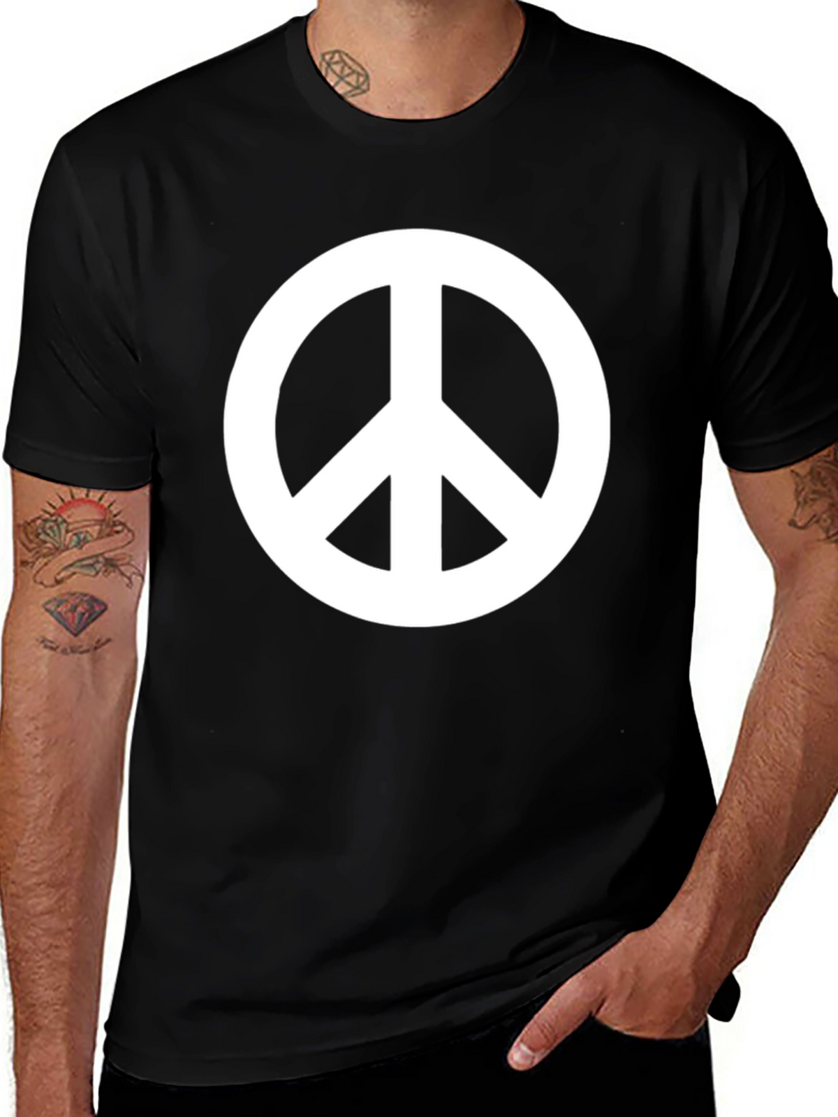 Peace Sign Graphic Black T-Shirt