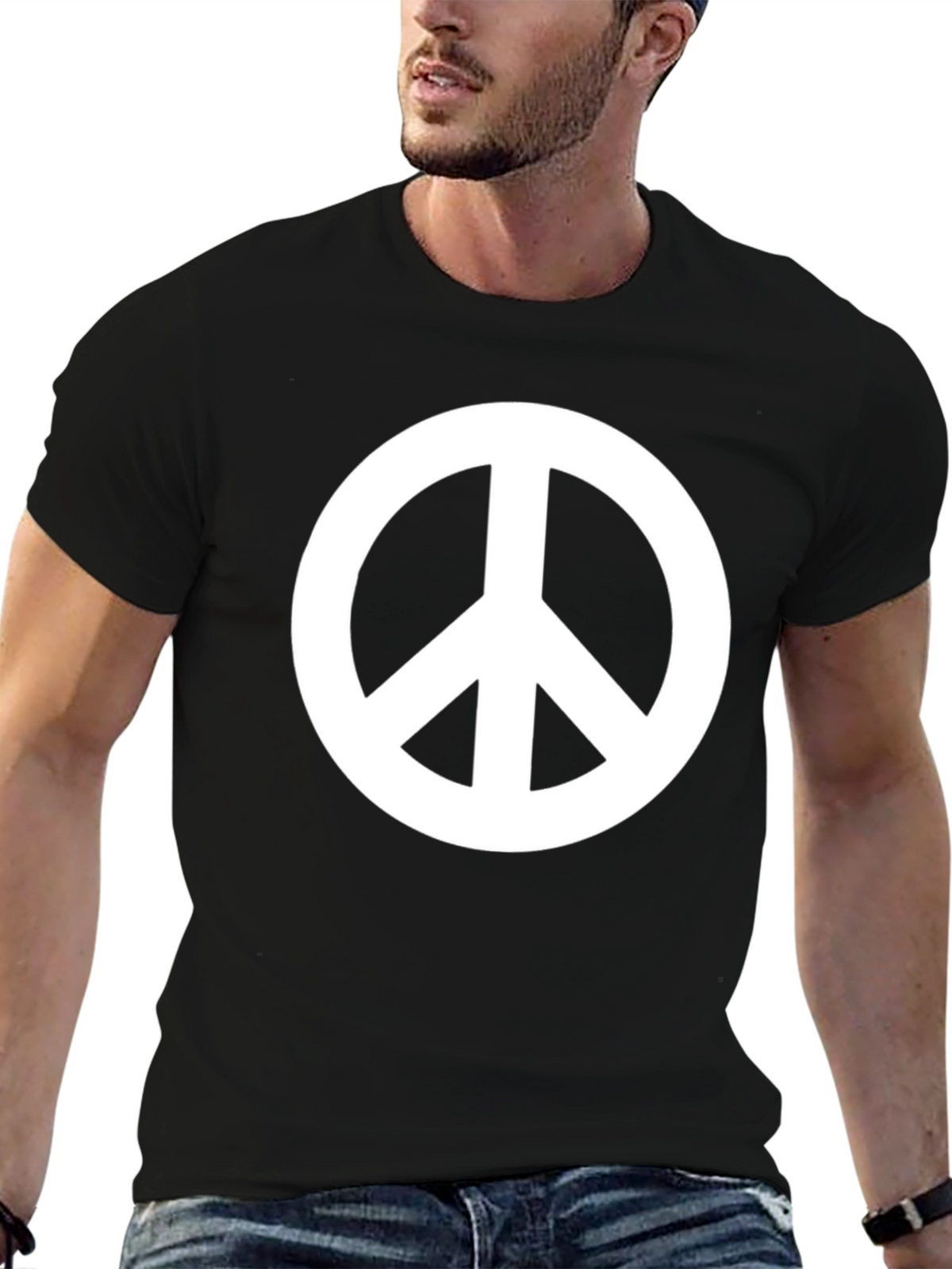 Peace Sign Graphic Black T-Shirt