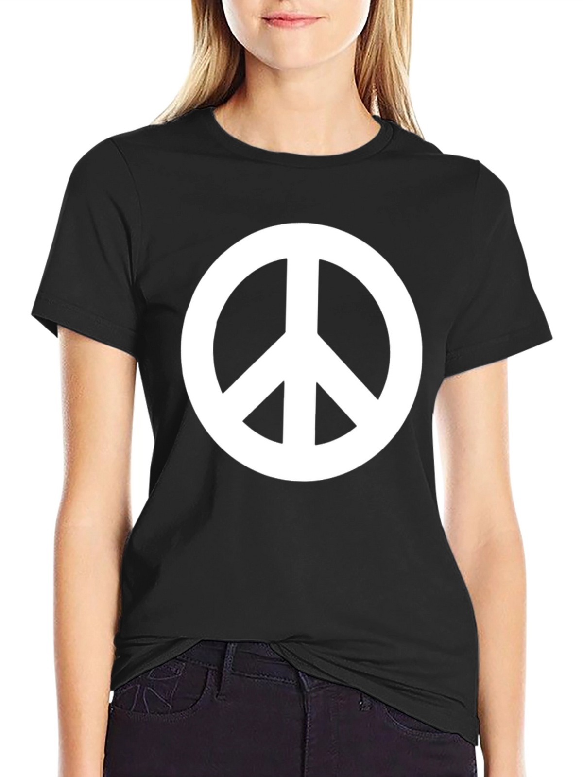 Peace Sign Graphic Black T-Shirt