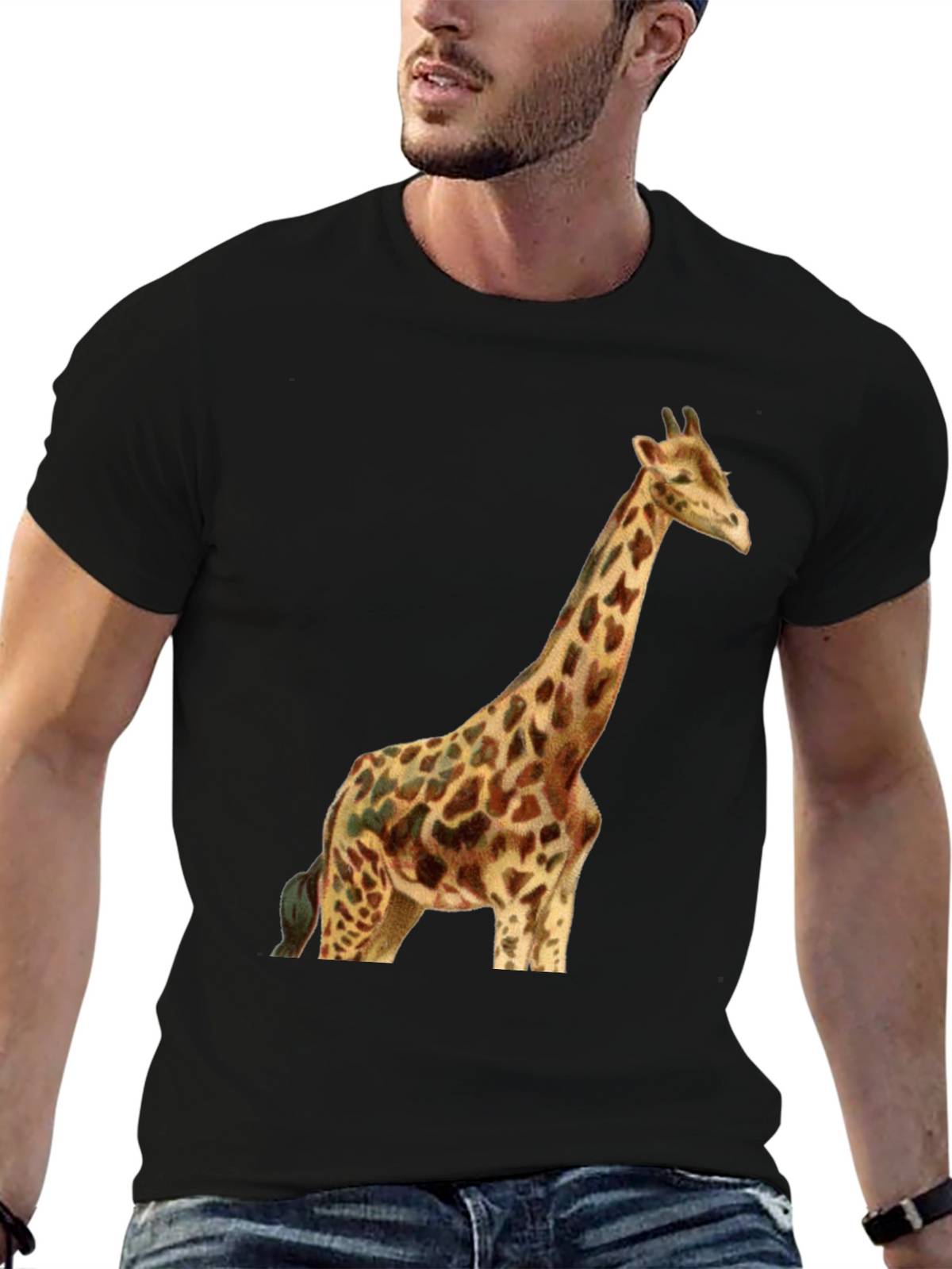 Giraffe Graphic Tee - Stylish Black T-Shirt
