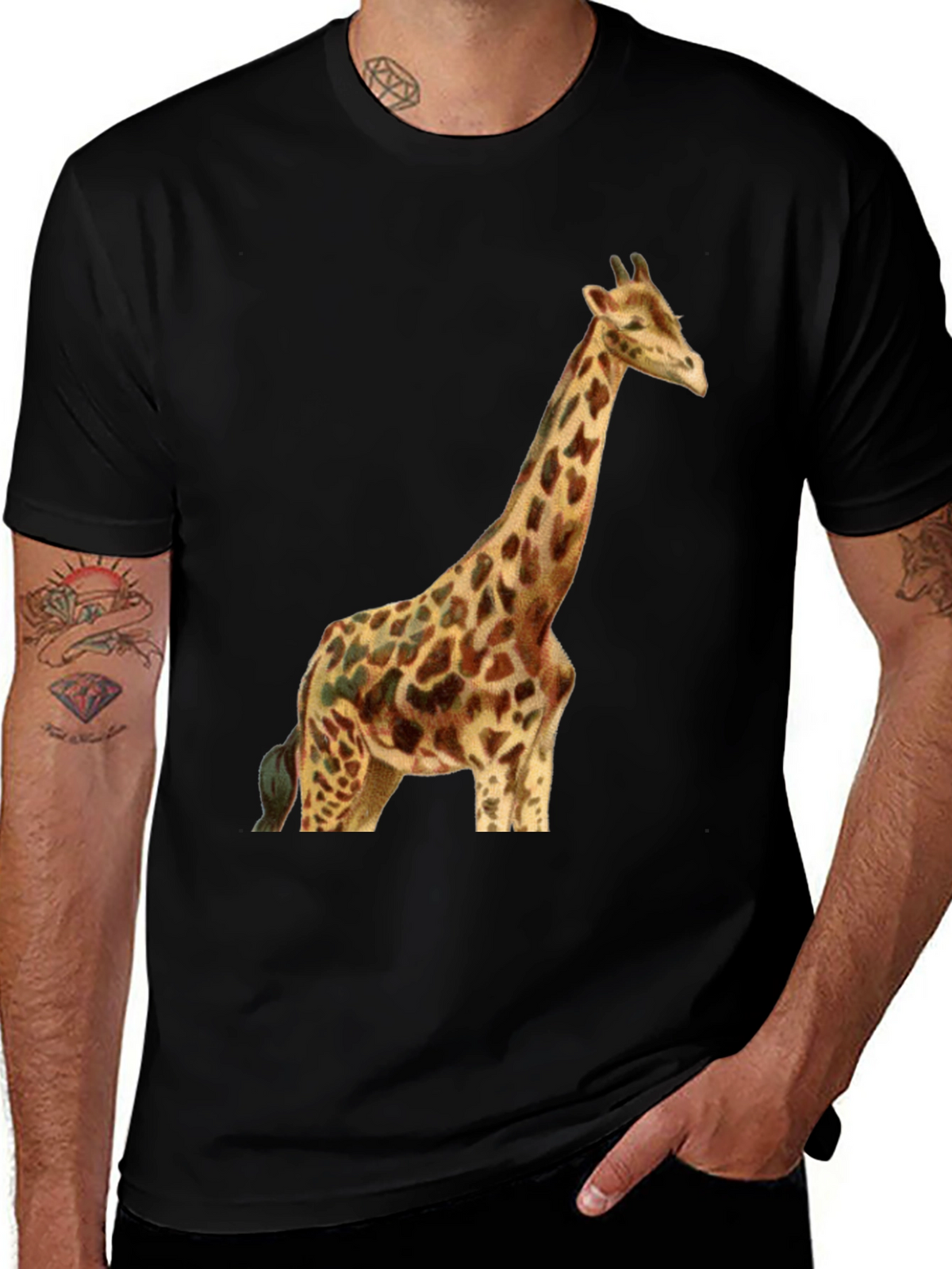 Giraffe Graphic Tee - Stylish Black T-Shirt