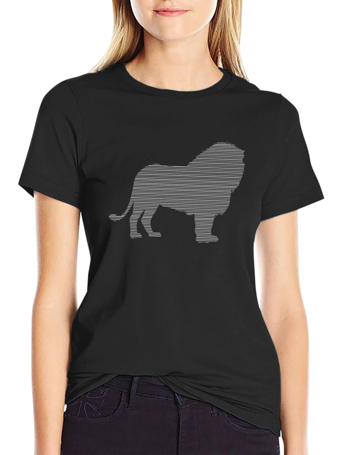 Stripped Lion Graphic Tee - Black