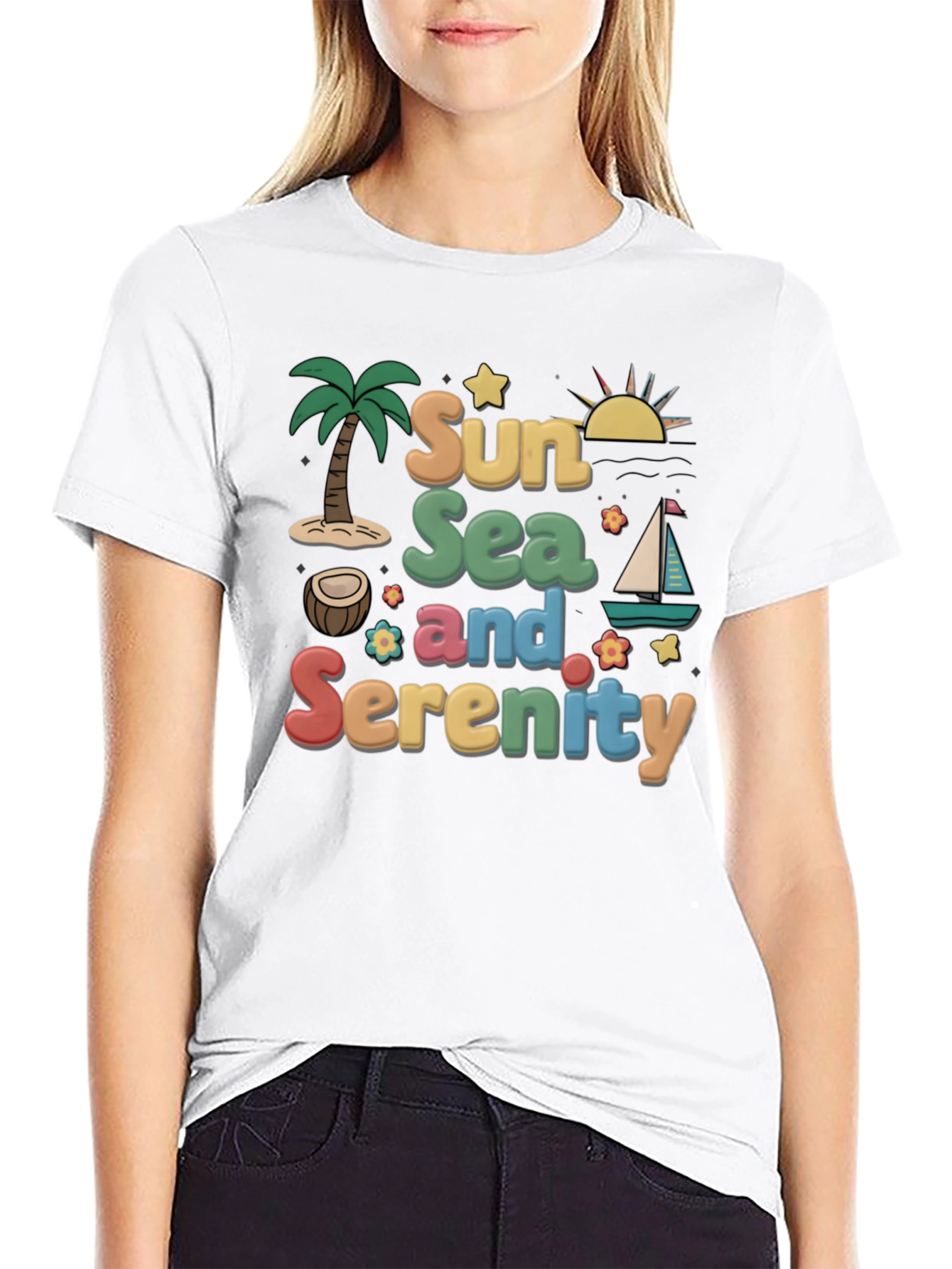 Sun Sea Serenity Graphic Tee - Vacation Vibes