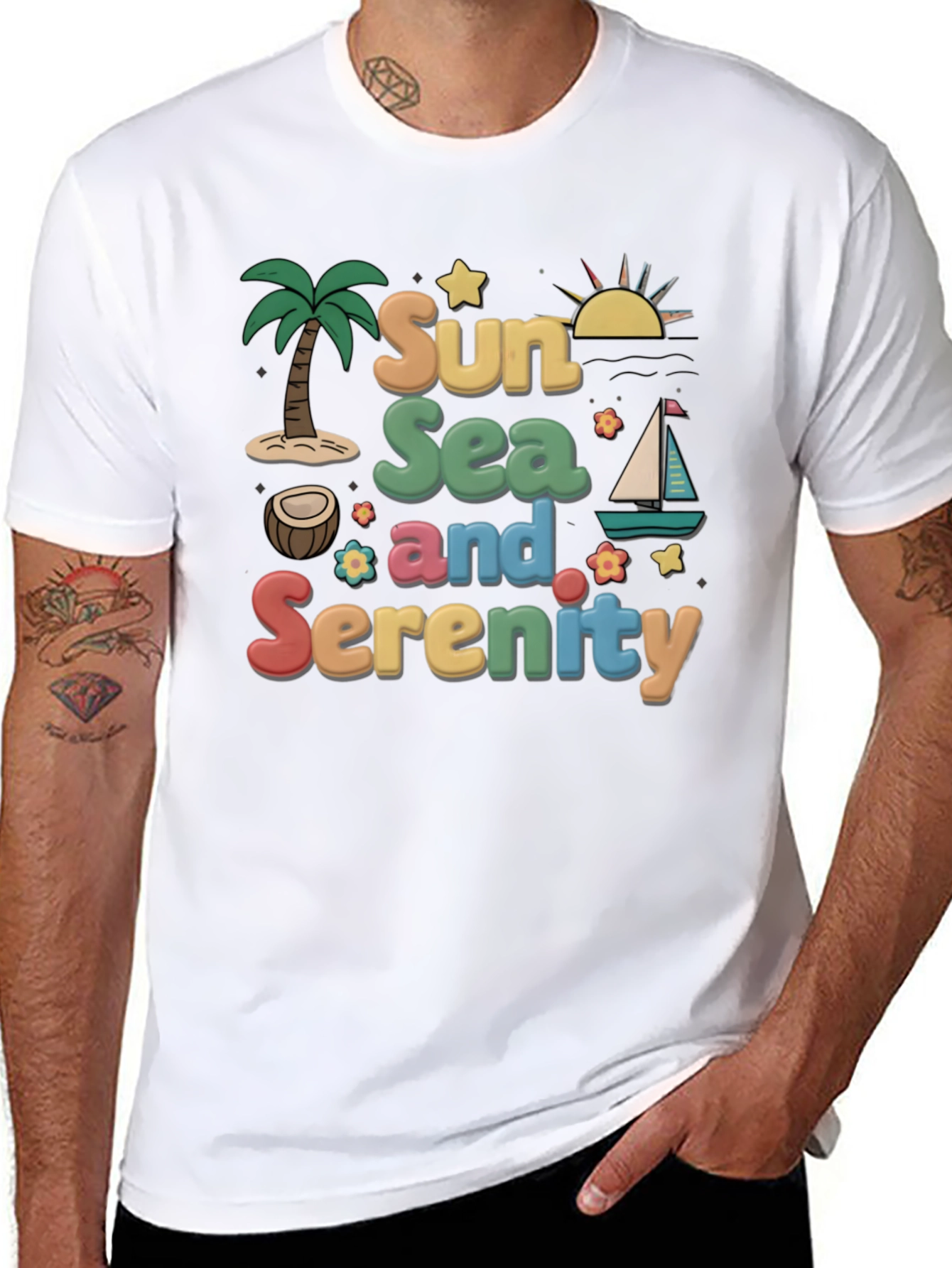 Sun Sea Serenity Graphic Tee - Vacation Vibes