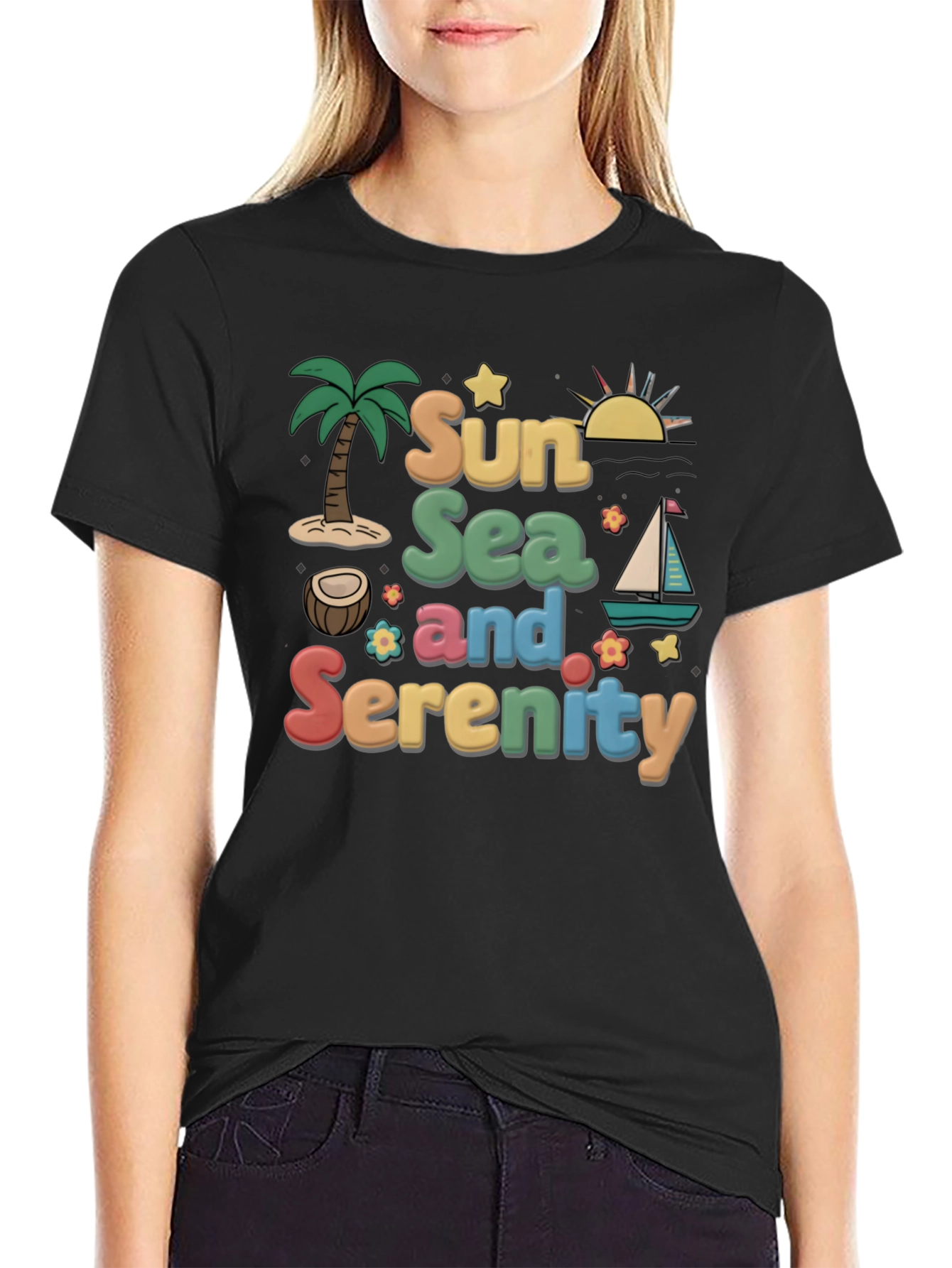 Sun Sea Serenity Graphic Tee - Vacation Vibes