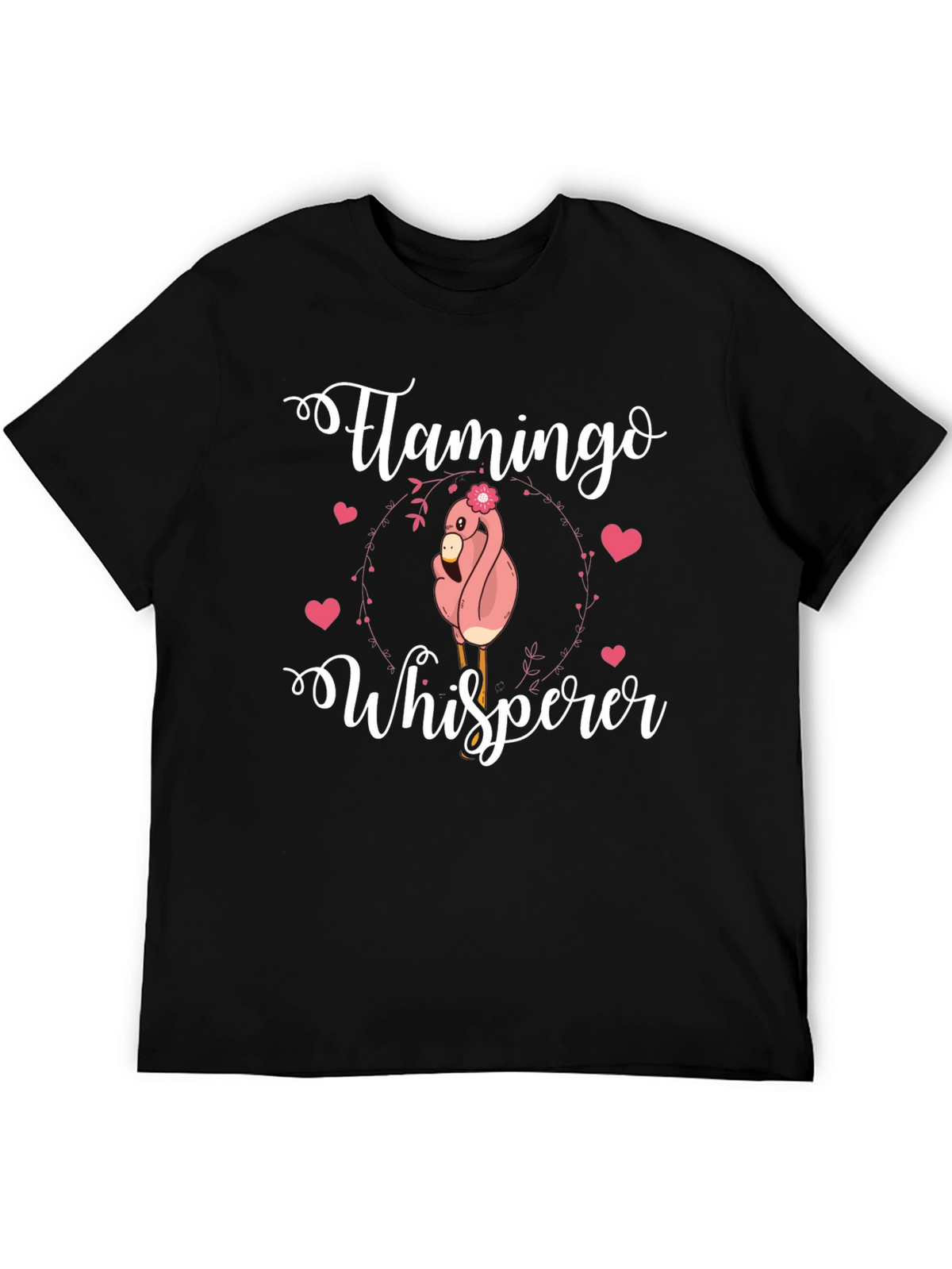 Flamingo Whisperer Graphic Tee - Black Cotton Blend