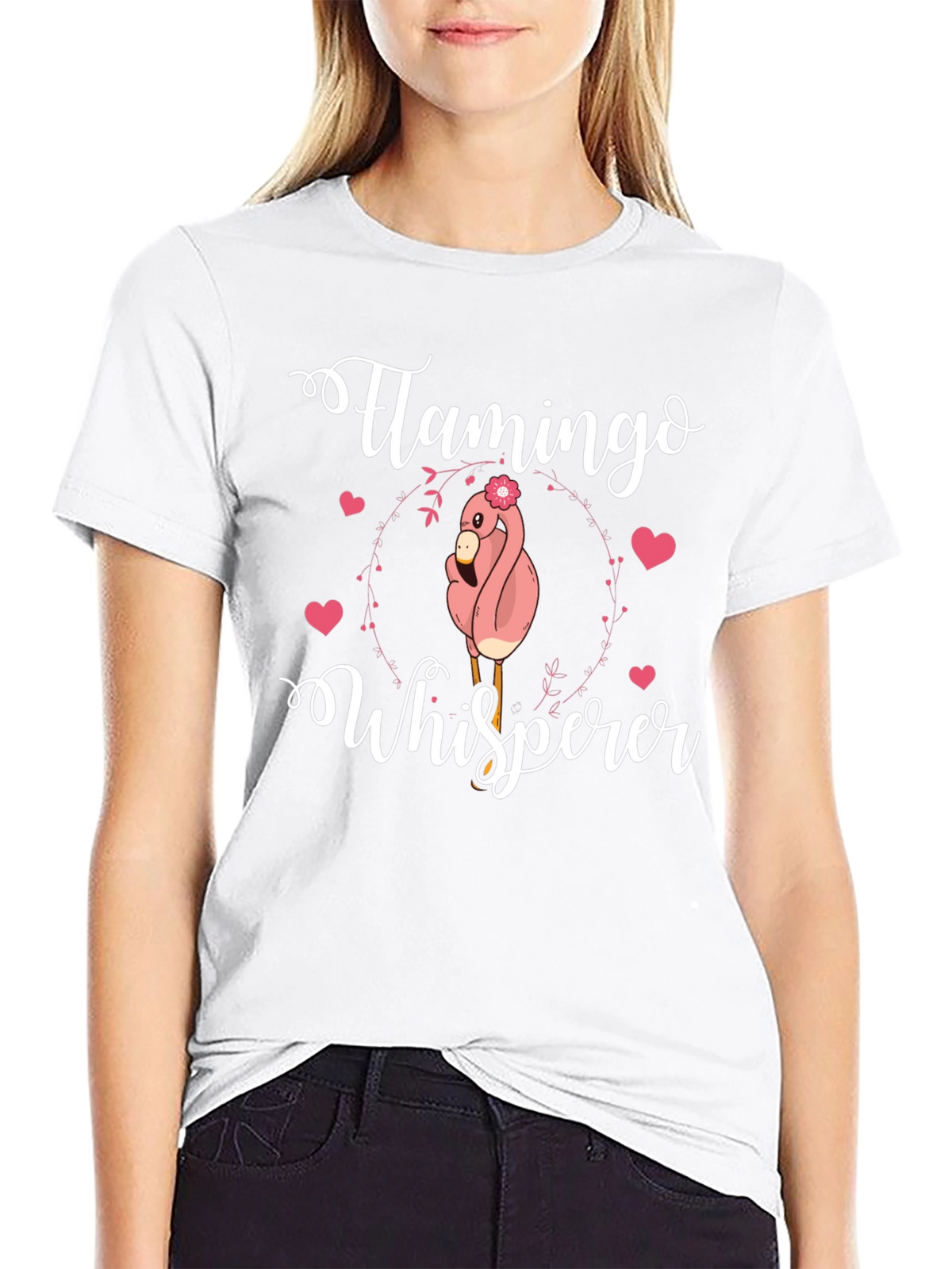Flamingo Whisperer Graphic Tee - Black Cotton Blend