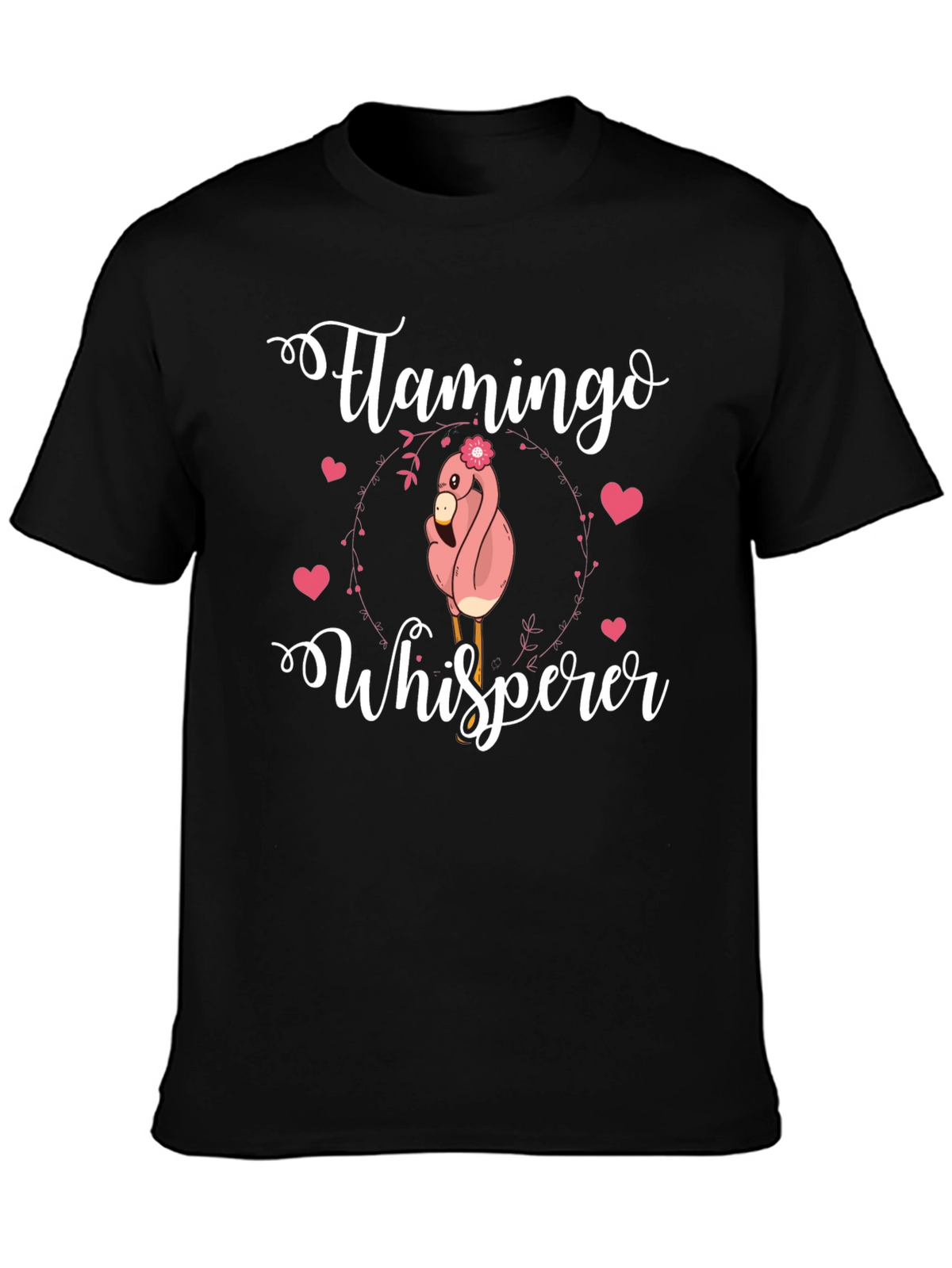 Flamingo Whisperer Graphic Tee - Black Cotton Blend
