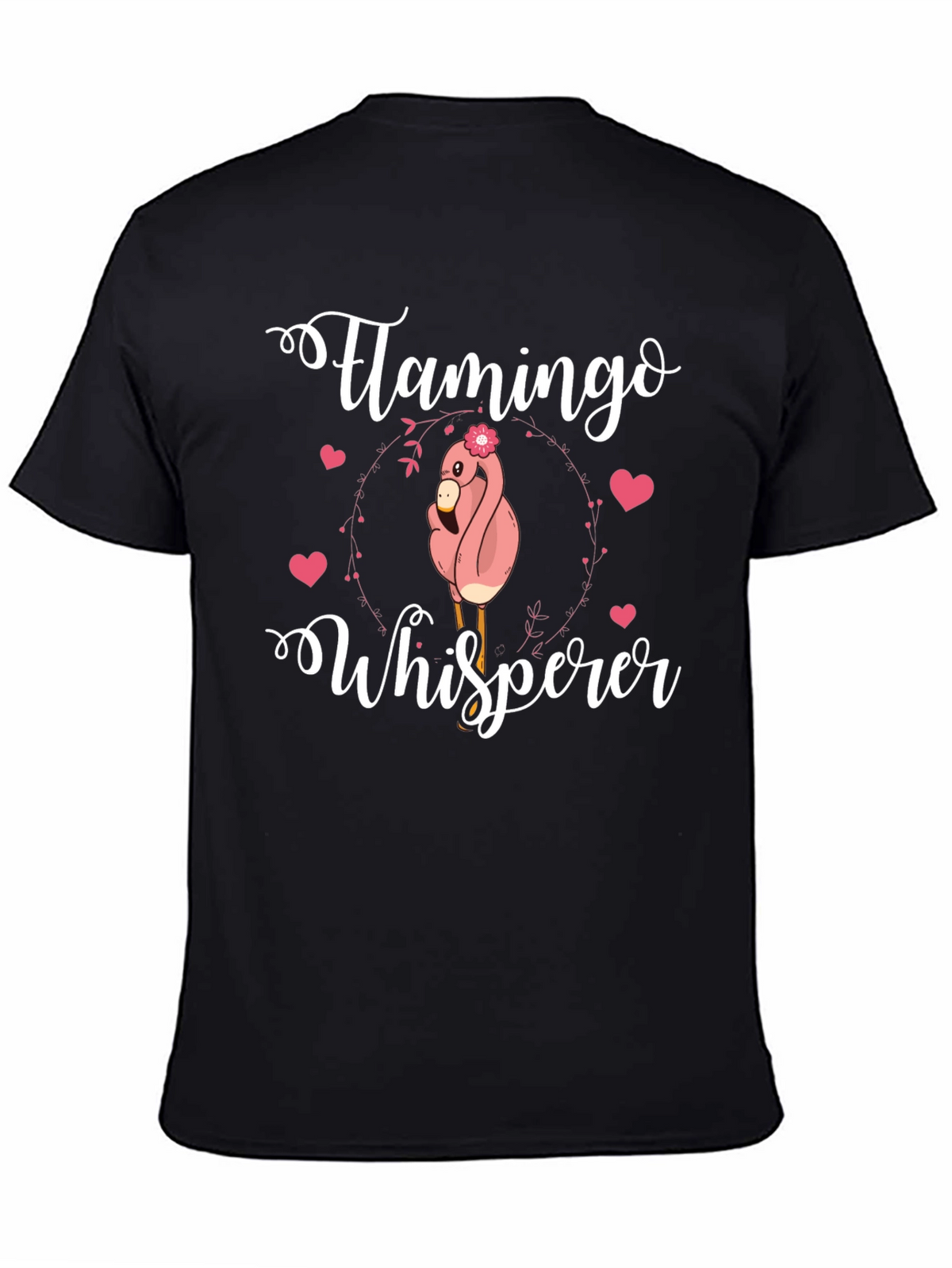 Flamingo Whisperer Graphic Tee - Black Cotton Blend