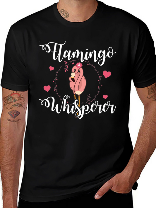 Flamingo Whisperer Graphic Tee - Black Cotton Blend