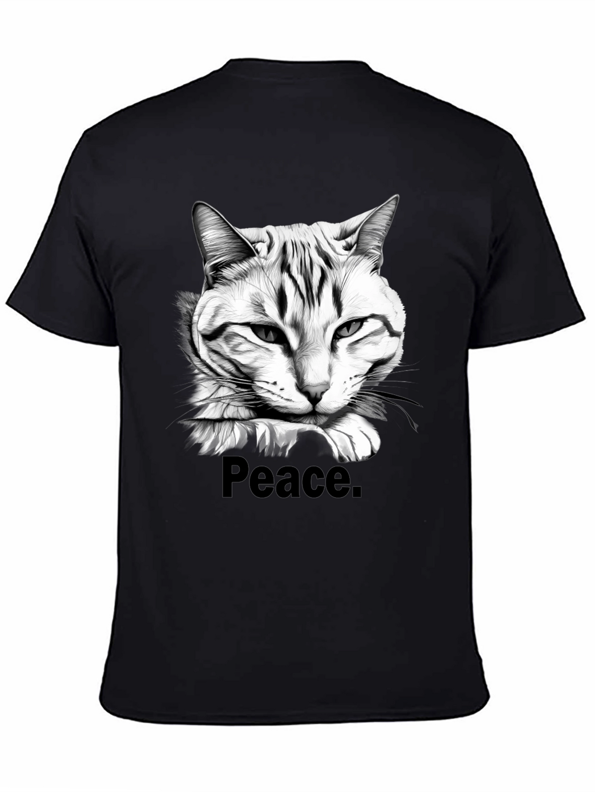 Peace Cat Graphic Tee - Mens Black T-Shirt