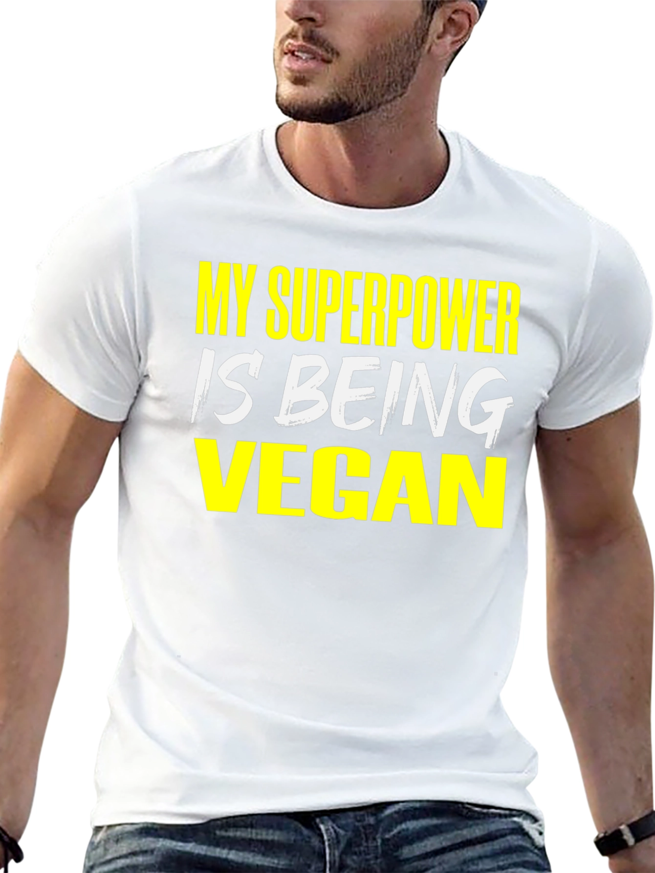 Vegan Superpower T-Shirt - Black Graphic Tee