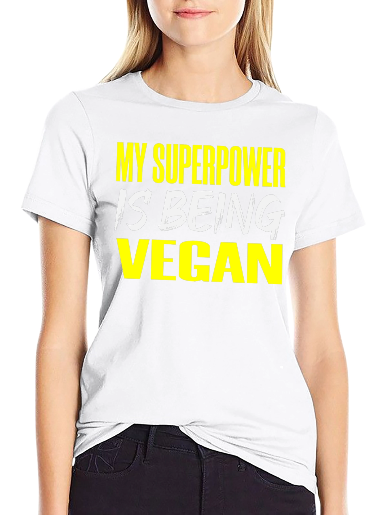 Vegan Superpower T-Shirt - Black Graphic Tee