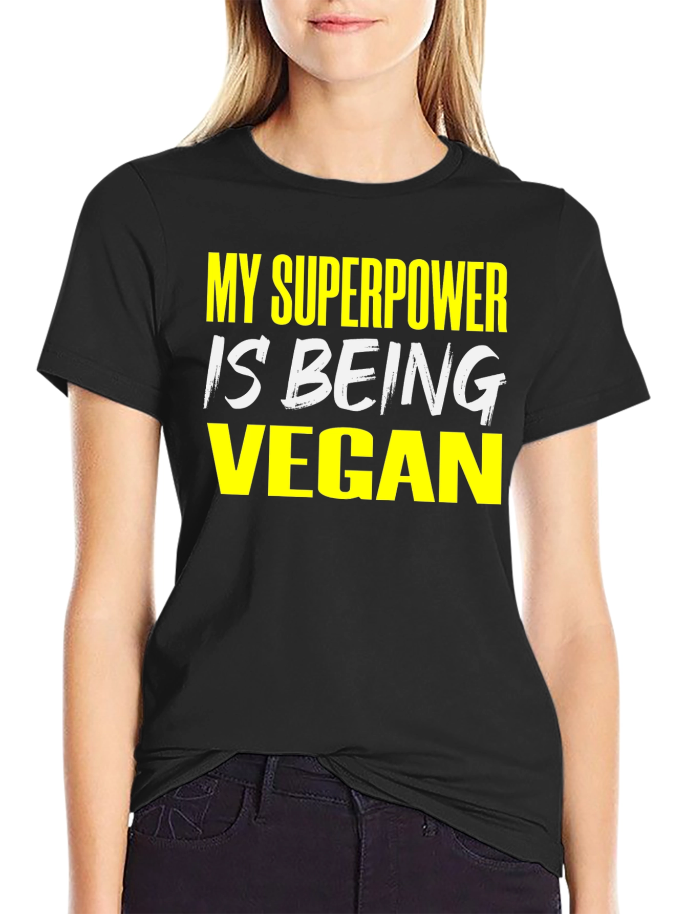Vegan Superpower T-Shirt - Black Graphic Tee