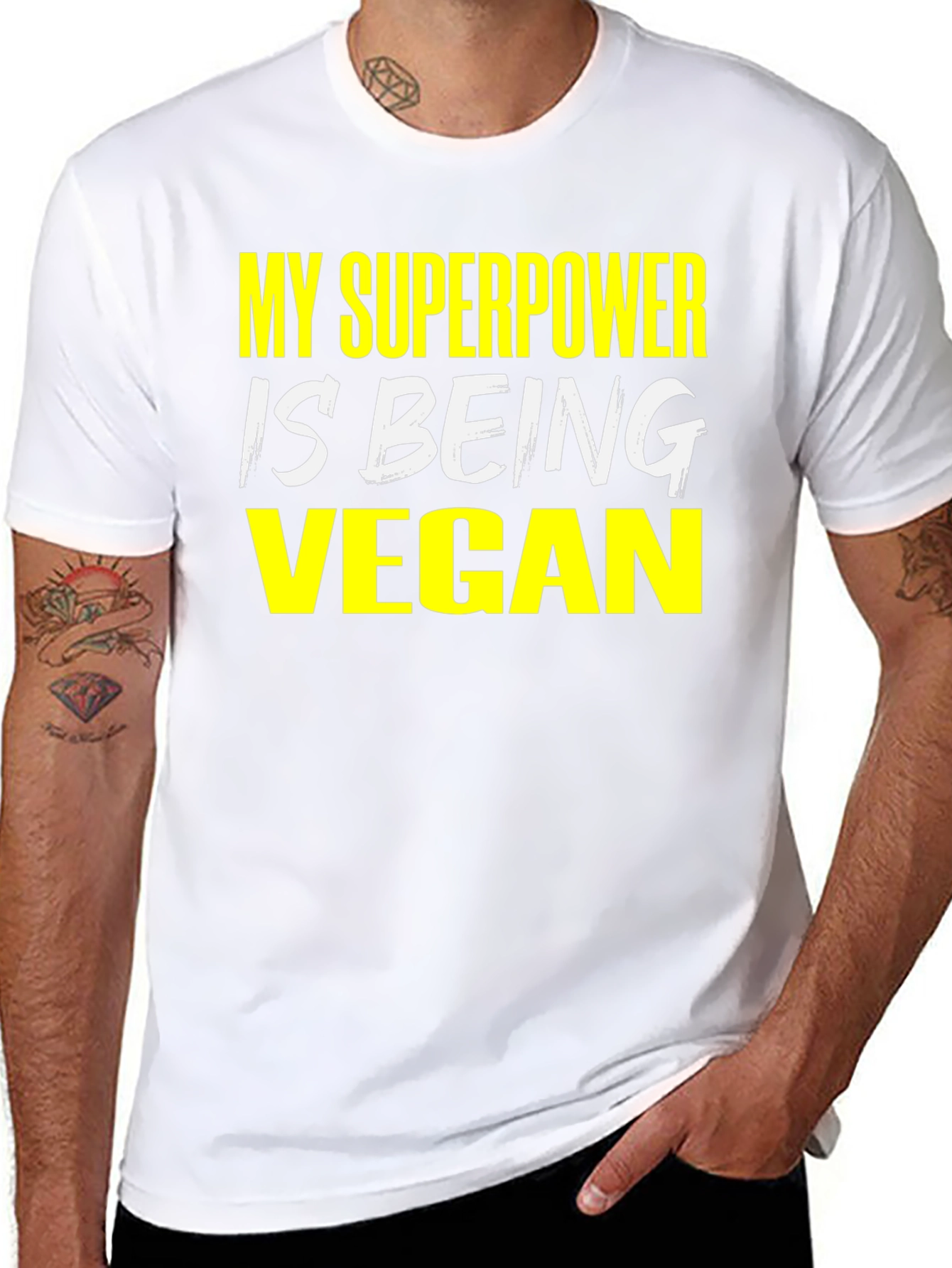 Vegan Superpower T-Shirt - Black Graphic Tee