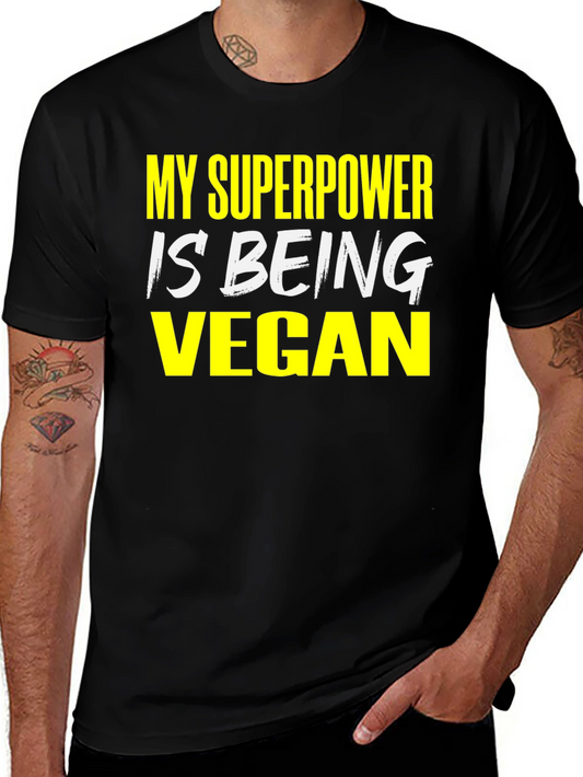 Vegan Superpower T-Shirt - Black Graphic Tee