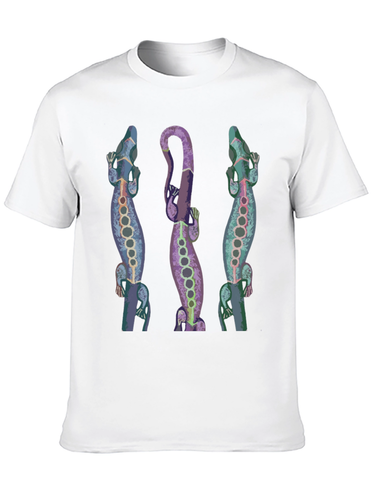 Lizard Print Mens Black T-Shirt