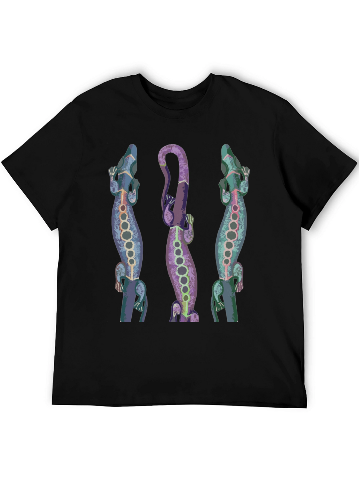 Lizard Print Mens Black T-Shirt