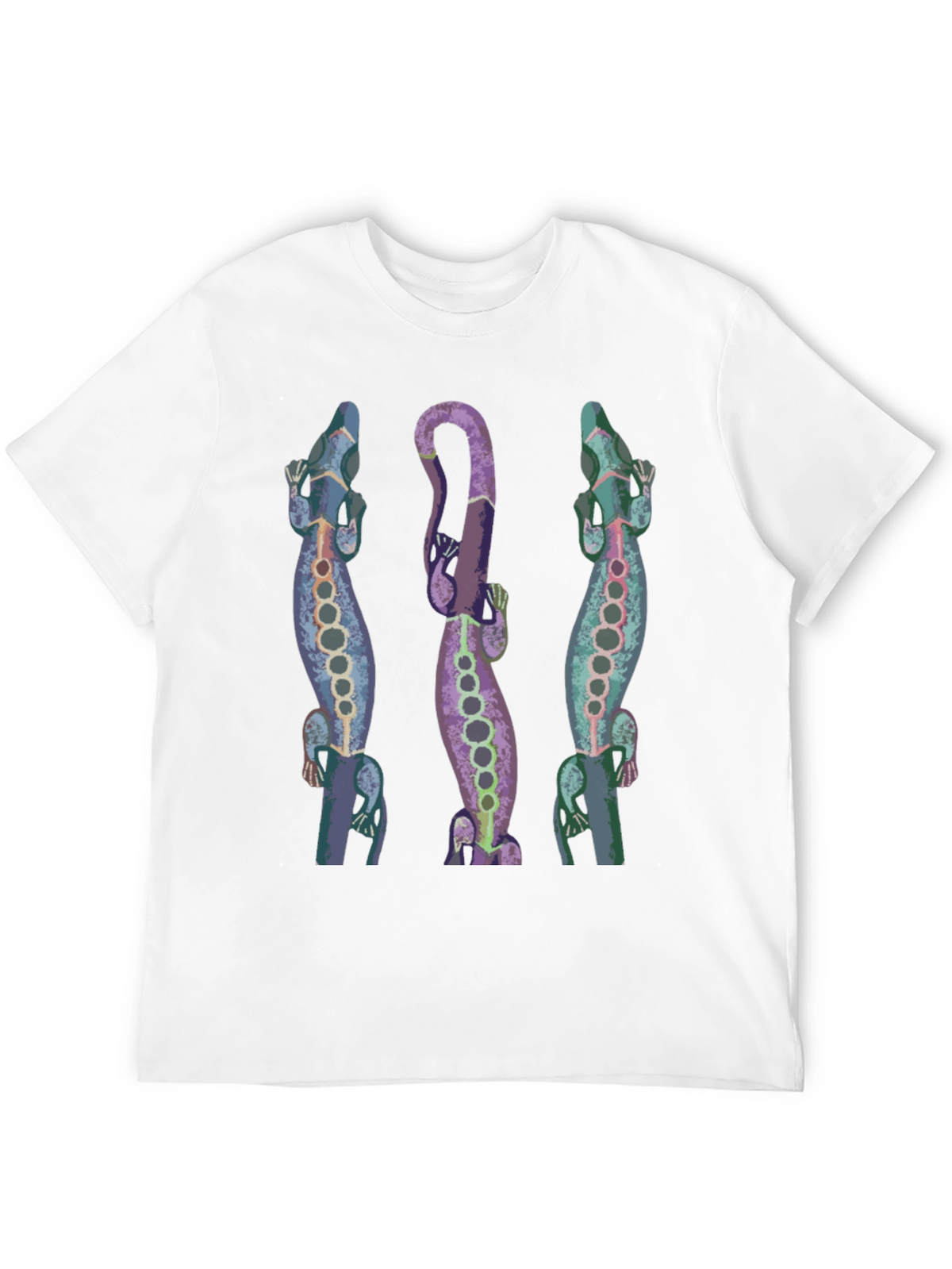 Lizard Print Mens Black T-Shirt