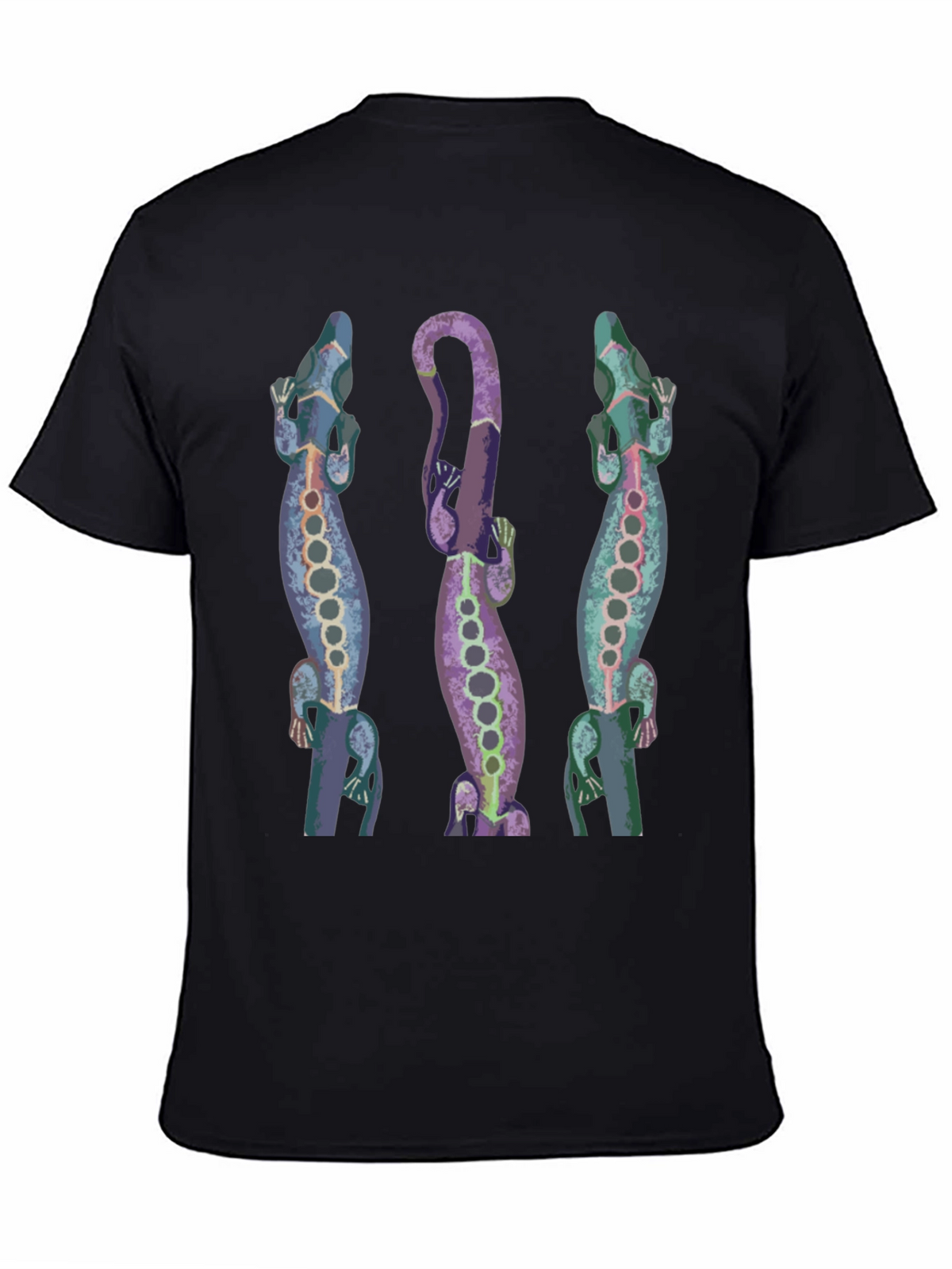 Lizard Print Mens Black T-Shirt