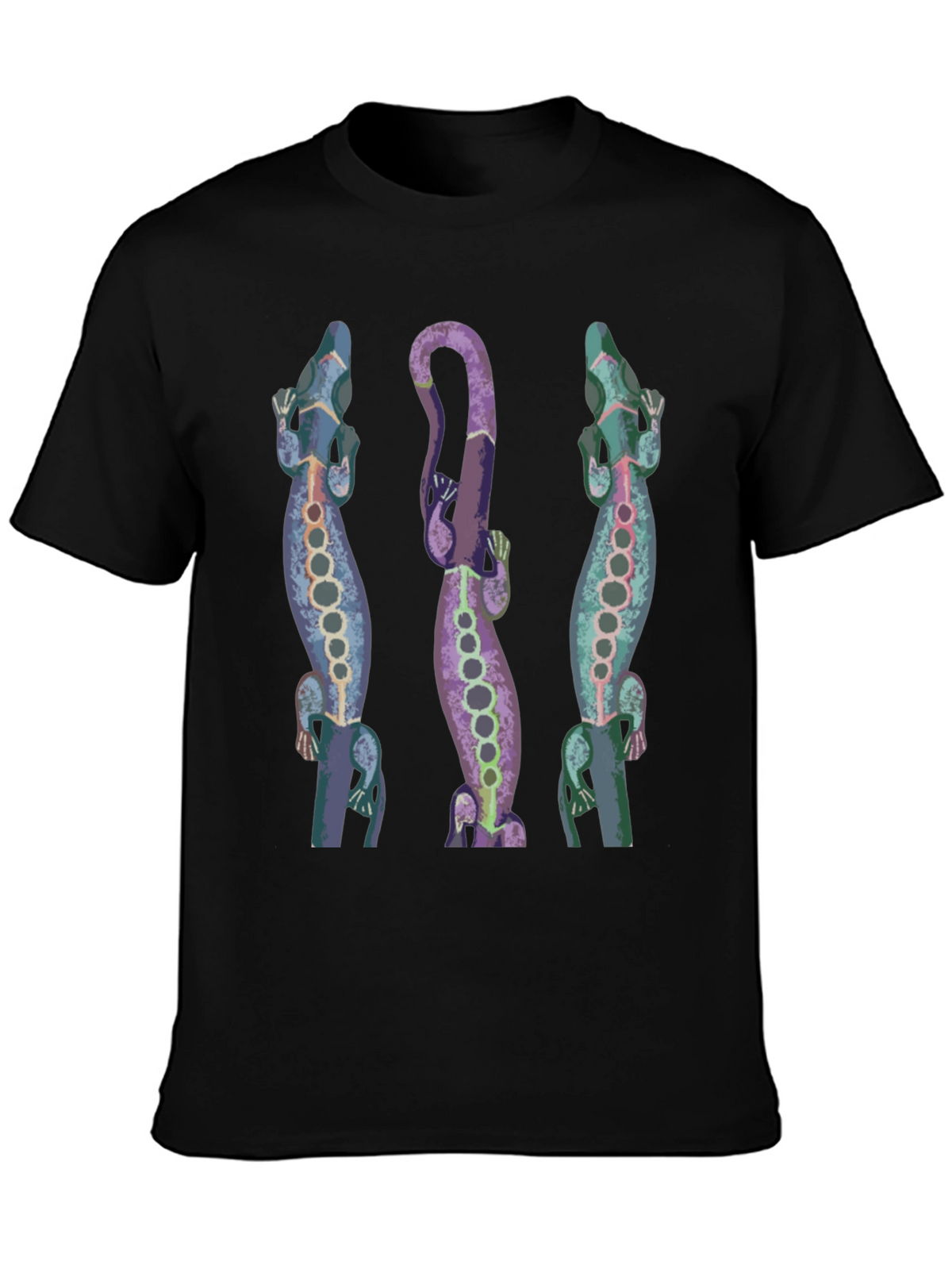 Lizard Print Mens Black T-Shirt