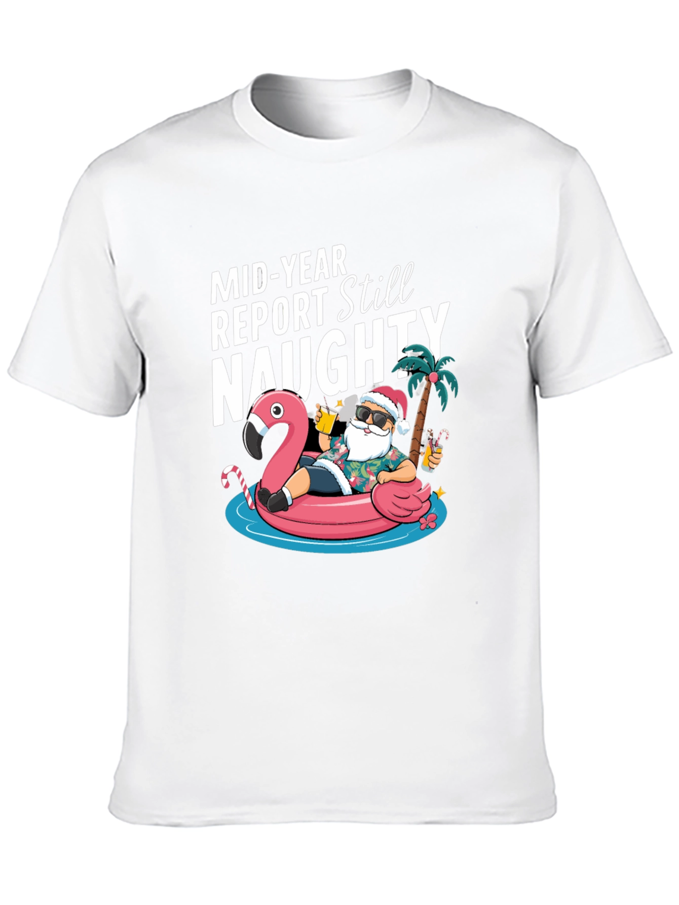 Mid-Year Report Still Naughty Santa Flamingo T-Shirt