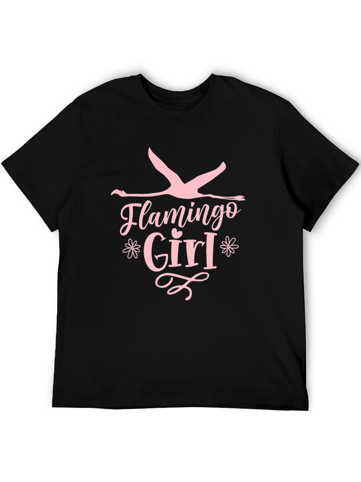 Flamingo Girl Black T-Shirt