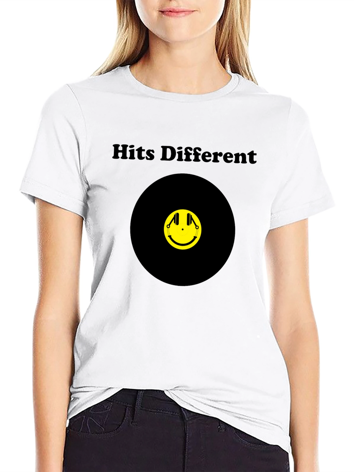 Hits Different Smiley Face Graphic Tee