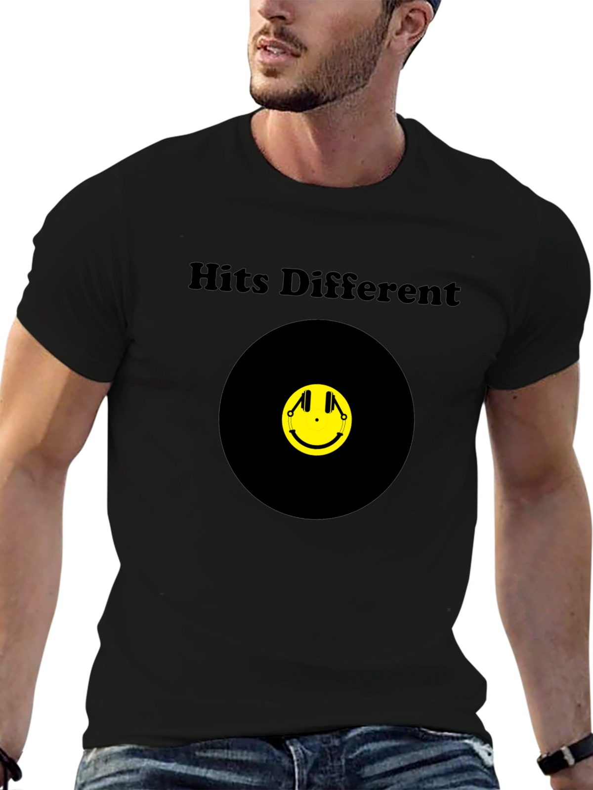 Hits Different Smiley Face Graphic Tee
