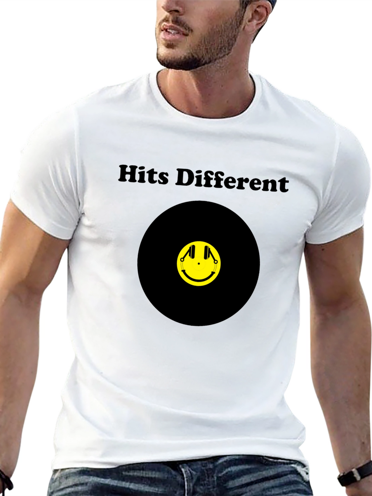 Hits Different Smiley Face Graphic Tee