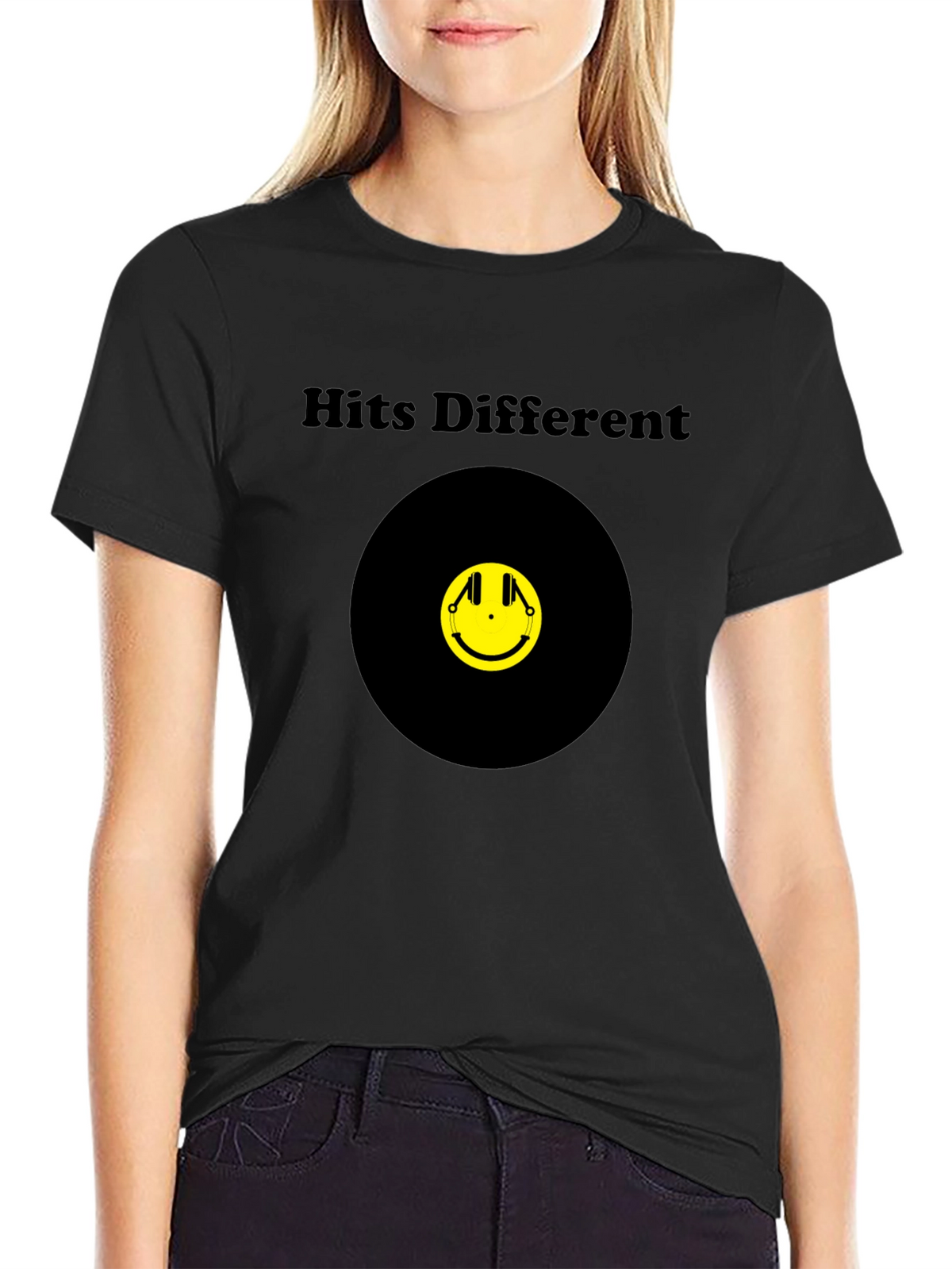 Hits Different Smiley Face Graphic Tee