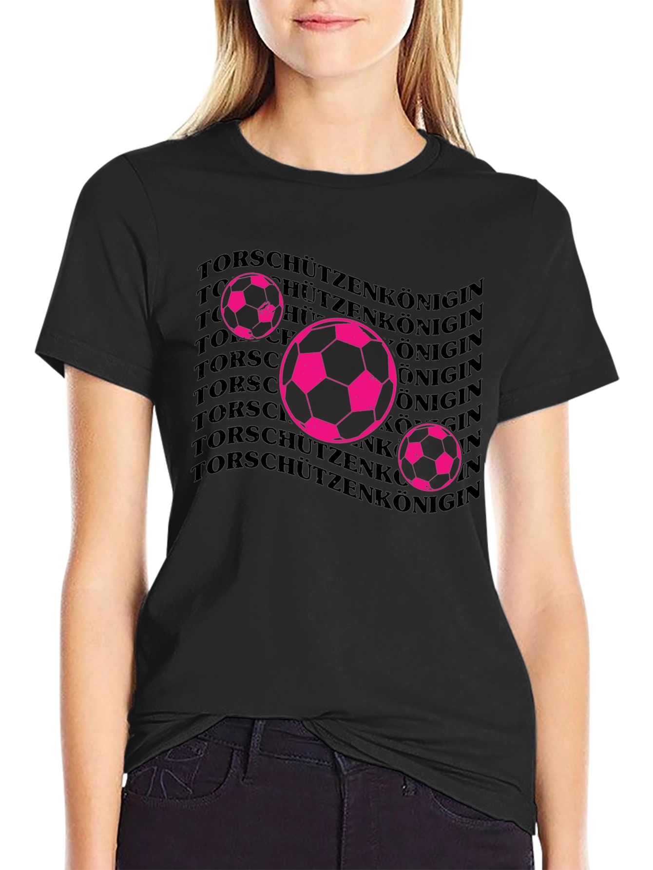 Soccer Queen Graphic Tee - Black Cotton T-Shirt