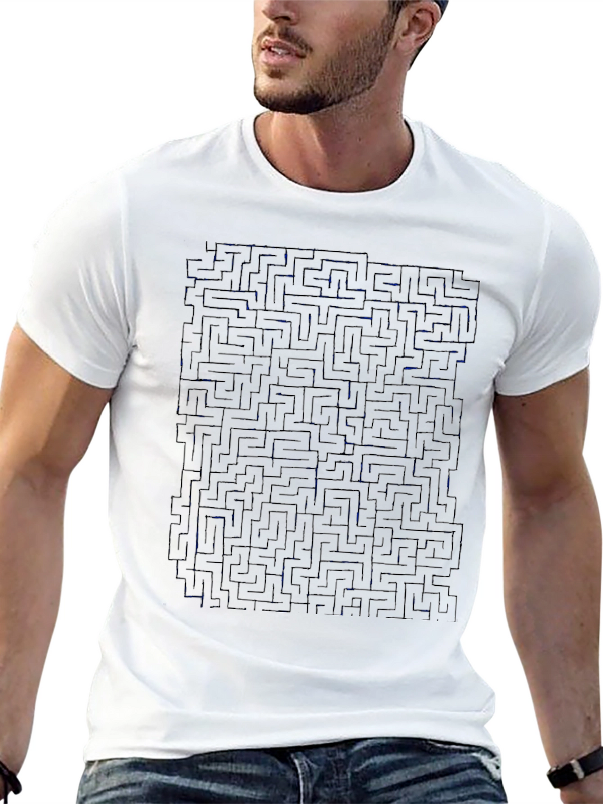 Maze T-Shirt - Black Cotton Brain Teaser Tee