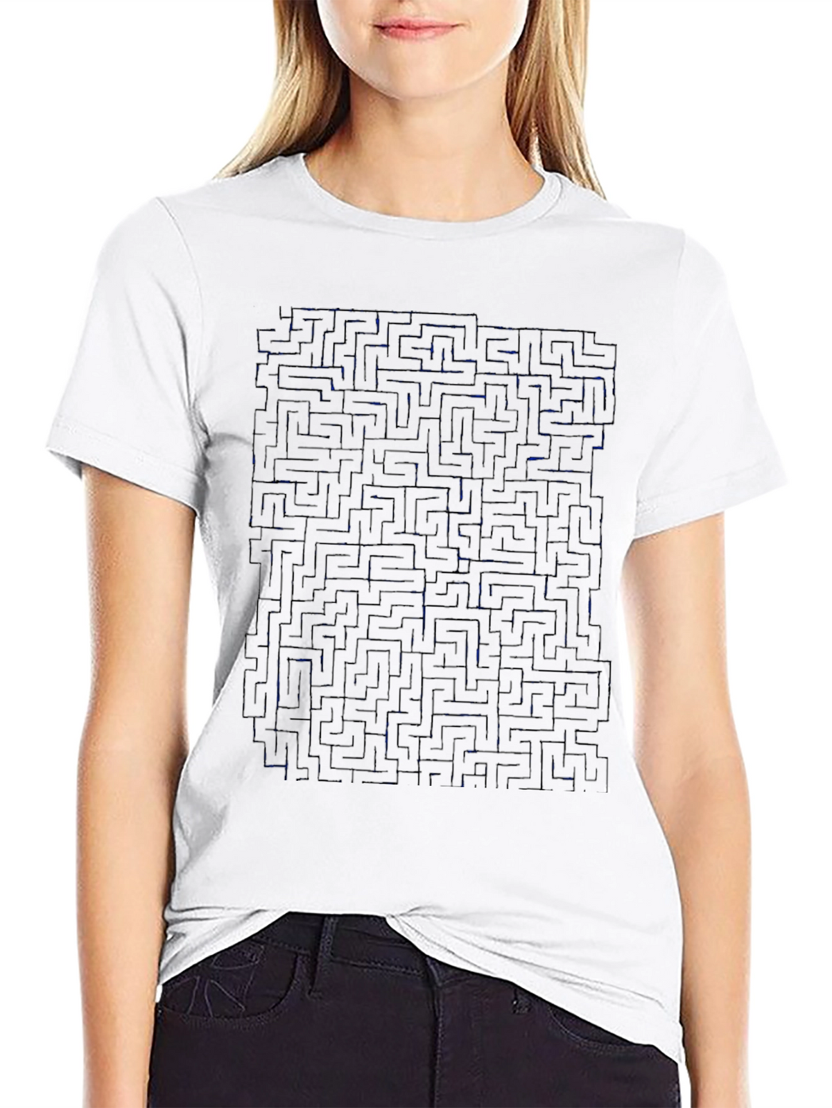 Maze T-Shirt - Black Cotton Brain Teaser Tee