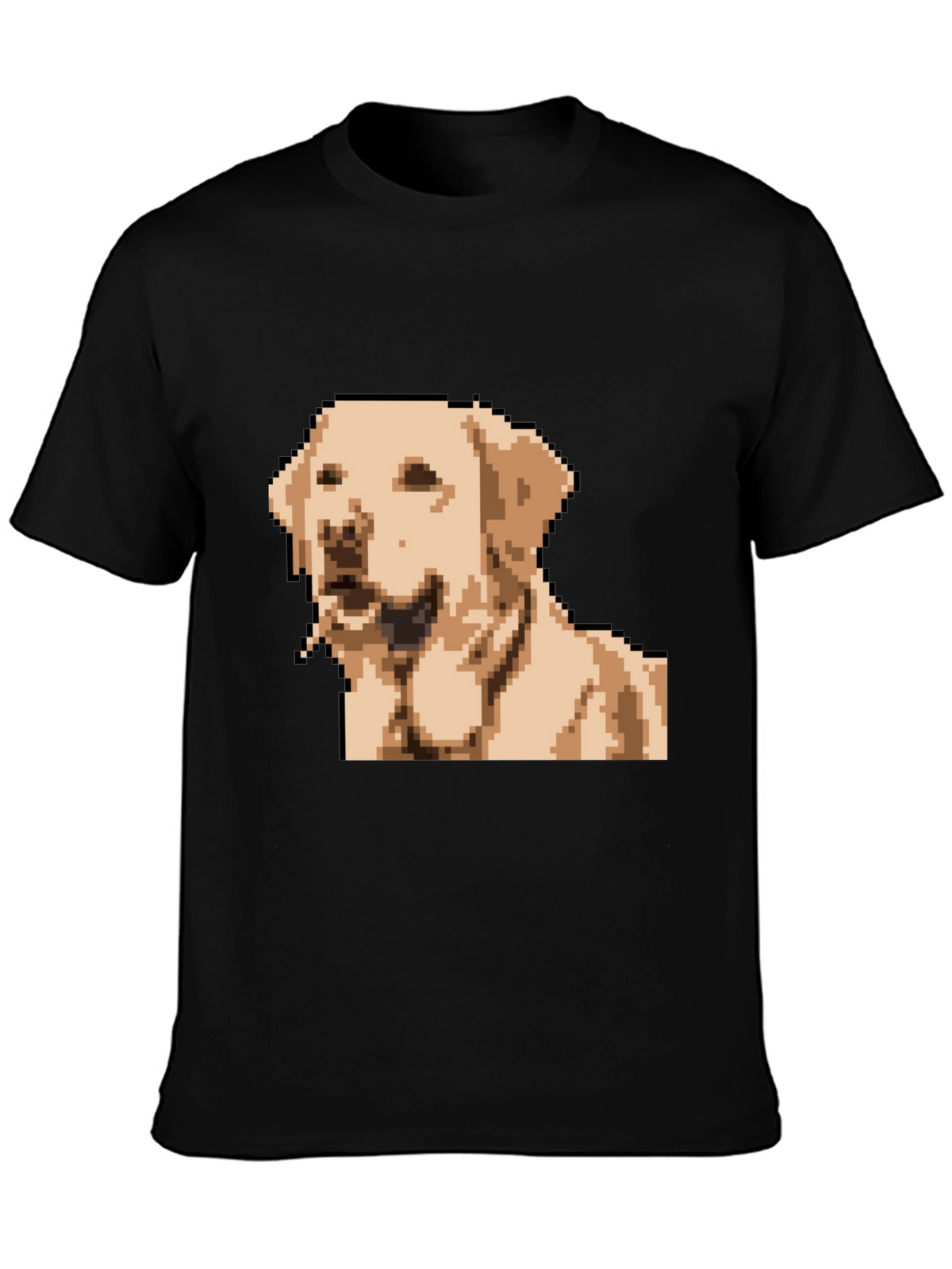 Pixel Dog Graphic T-Shirt - Black Crew Neck Tee